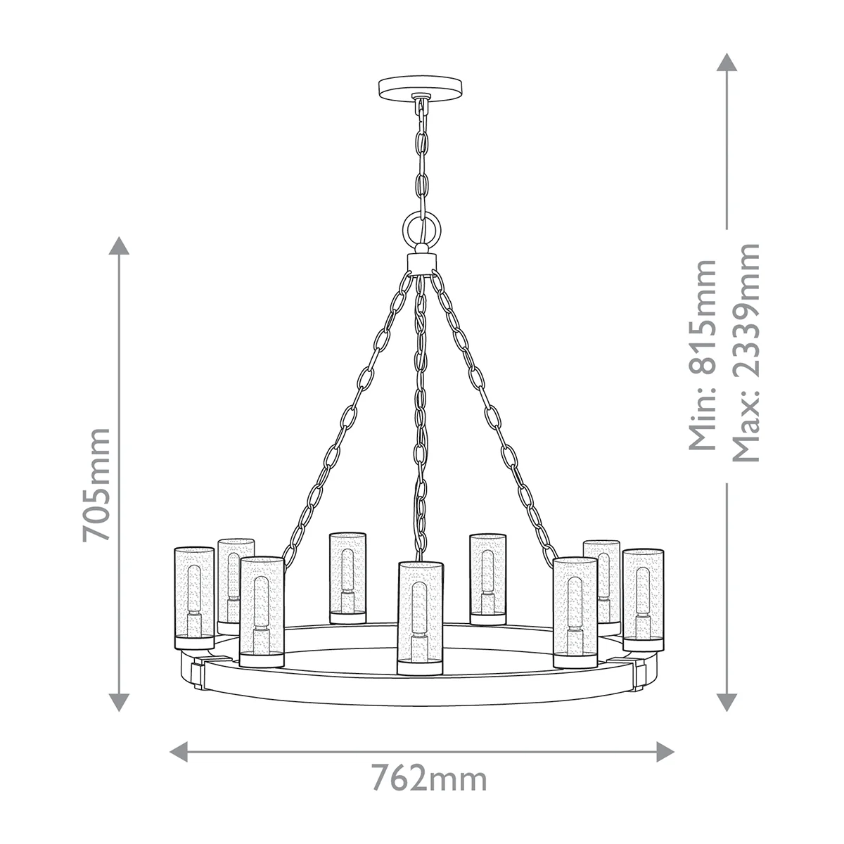 Hinkley Sawyer Exterior Chandelier - Sequoia Wood, Rust Iron, Seeded Glass - IP44 - Image 12