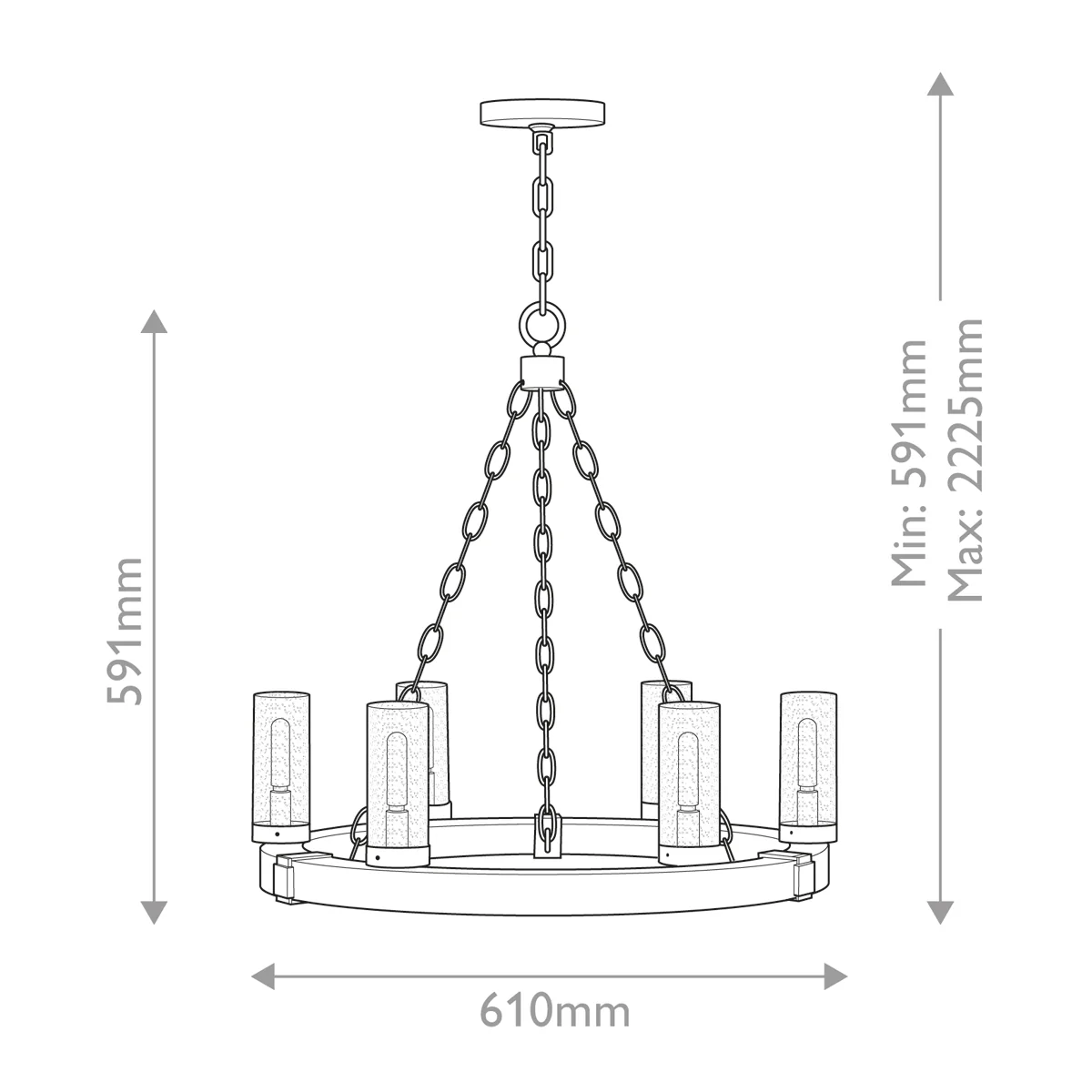 Hinkley Sawyer Exterior Chandelier - Sequoia Wood, Rust Iron, Seeded Glass - IP44 - Image 6