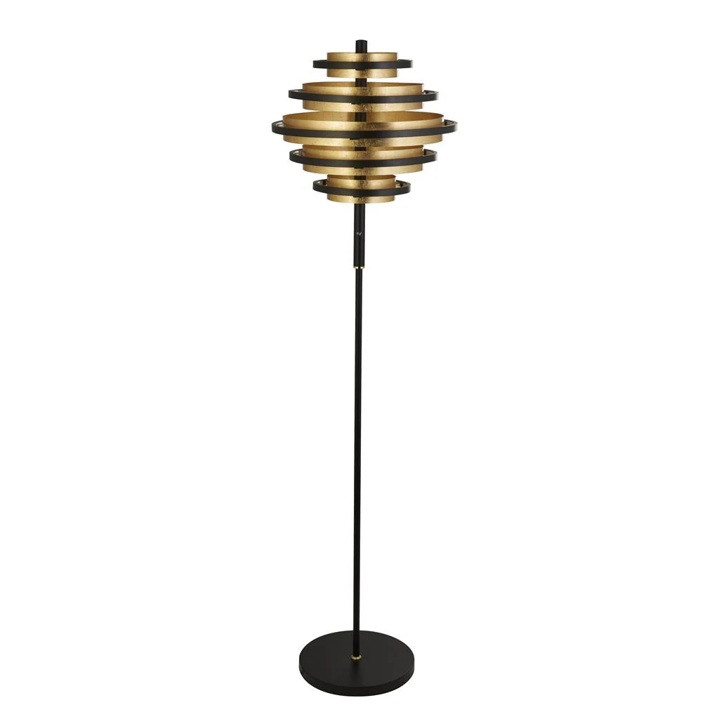 Hive 5Lt Floor Lamp - Black Metal & Gold Leaf Integrated LED - Image 2