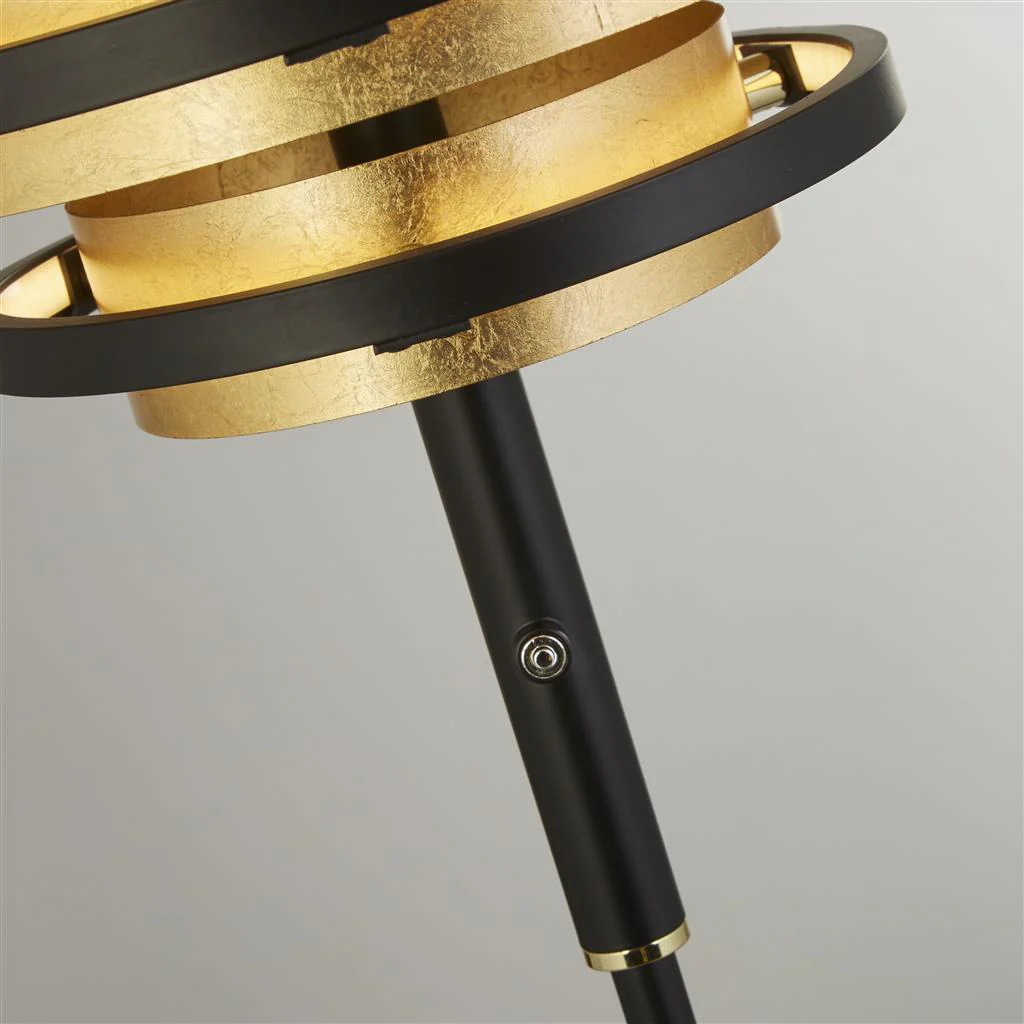 Hive 5Lt Floor Lamp - Black Metal & Gold Leaf Integrated LED - Image 3