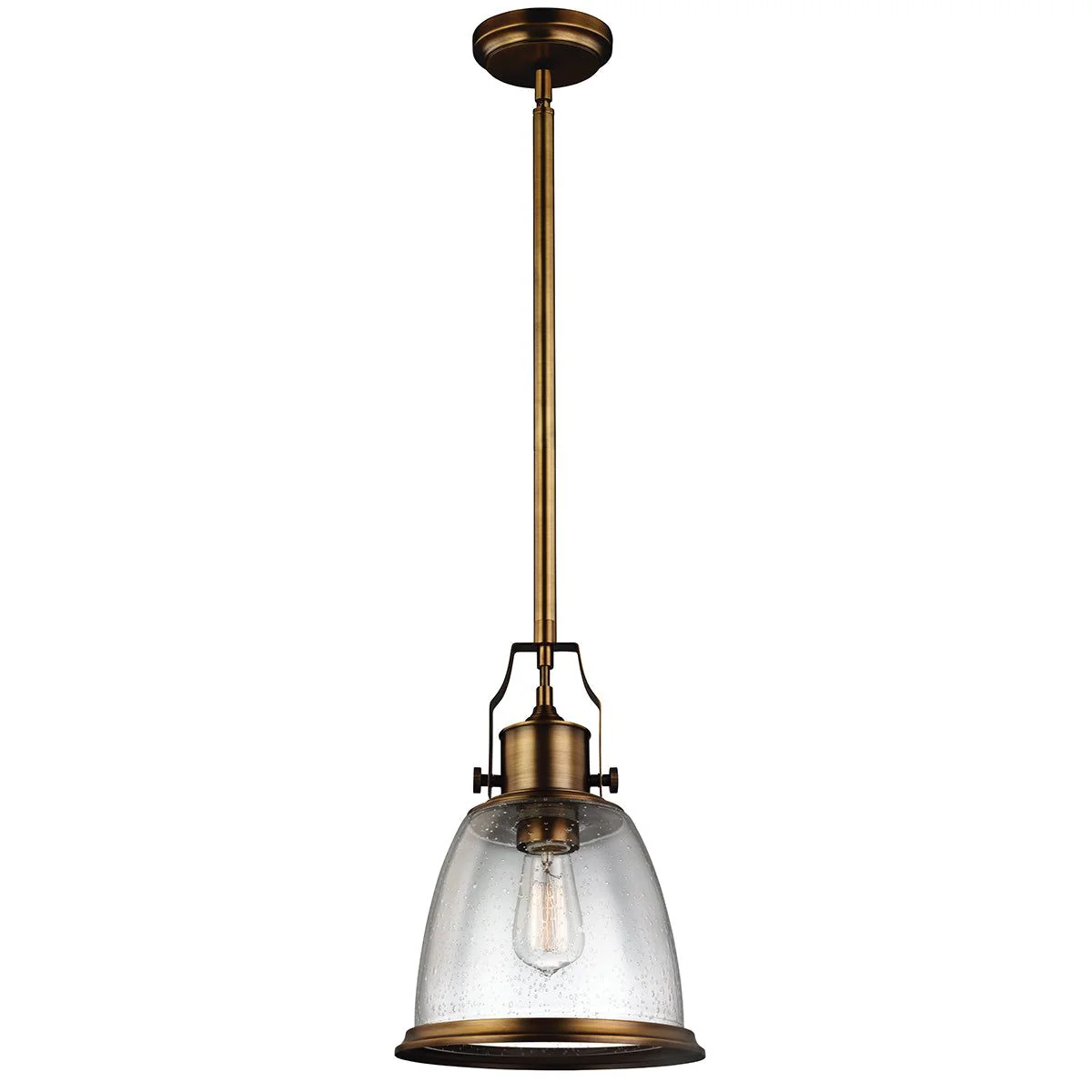 Hobson 1Lt Medium/Large Pendant Ceiling Light - Satin Nickel/Aged Brass Finish - Image 3