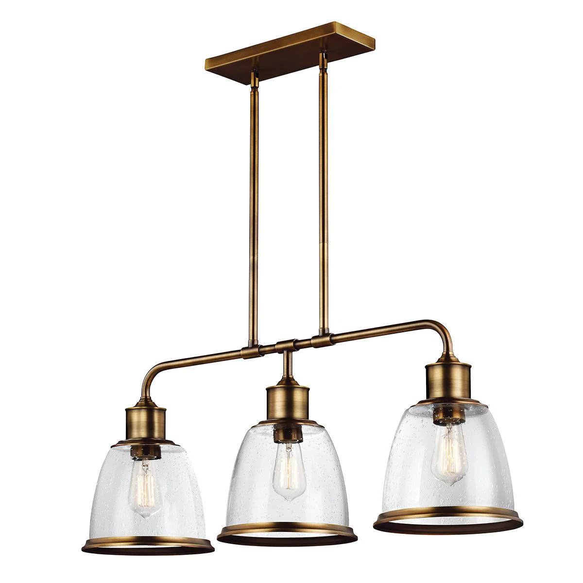 Hobson 3Lt Island Ceiling Light - Satin Nickel/Aged Brass Finish - Image 4