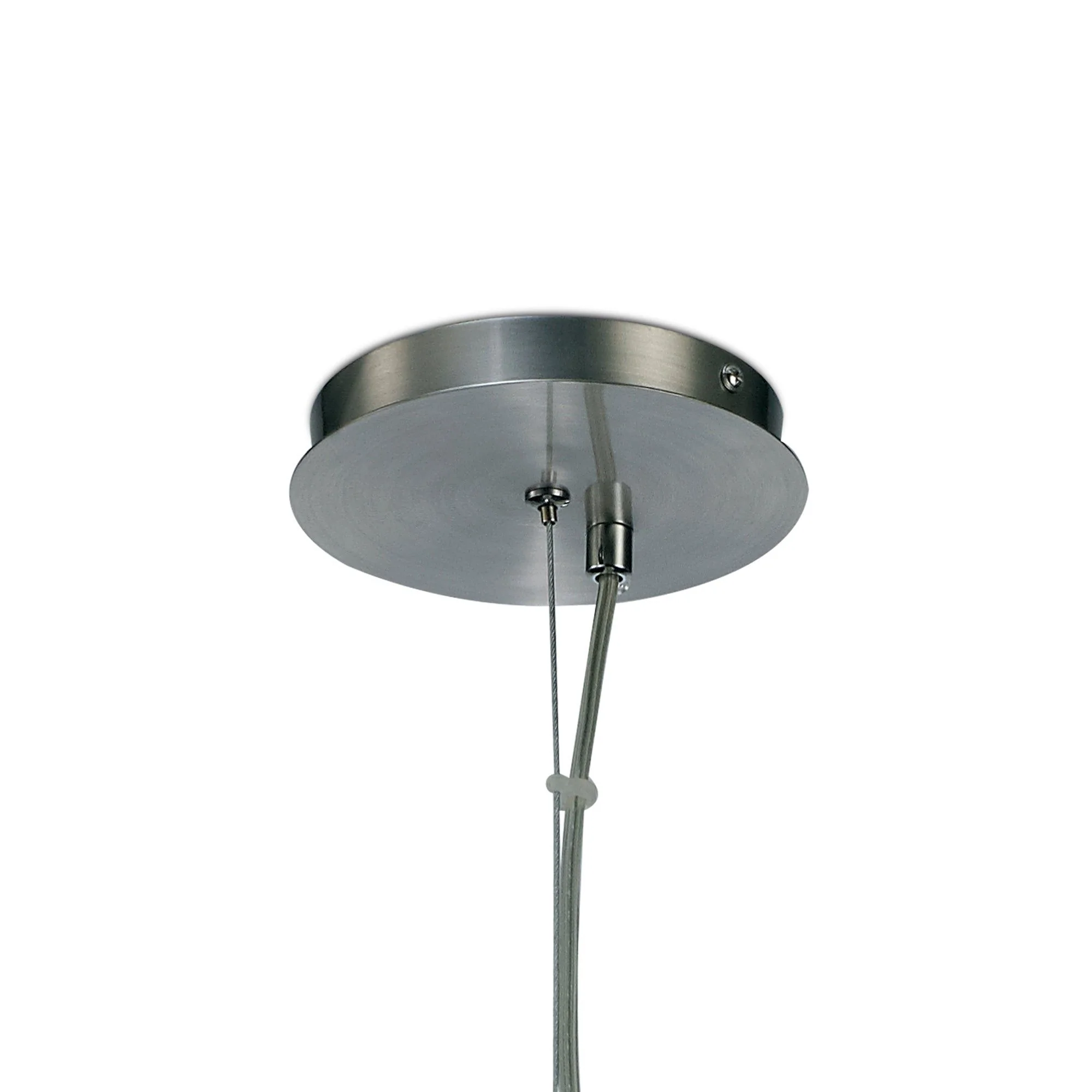 Hof Single Pendant 1 Light E27, Satin Nickel/ Frosted Ribbed Glass Shade - Image 6