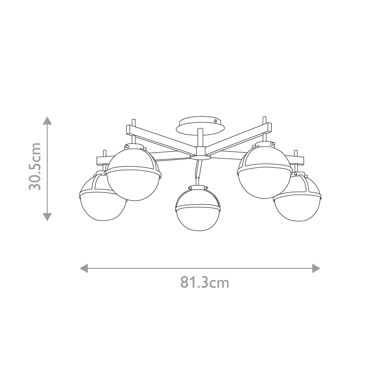 Hollis 5 Light Semi-Flush - In Various Finishes E14 IP44 - Image 18