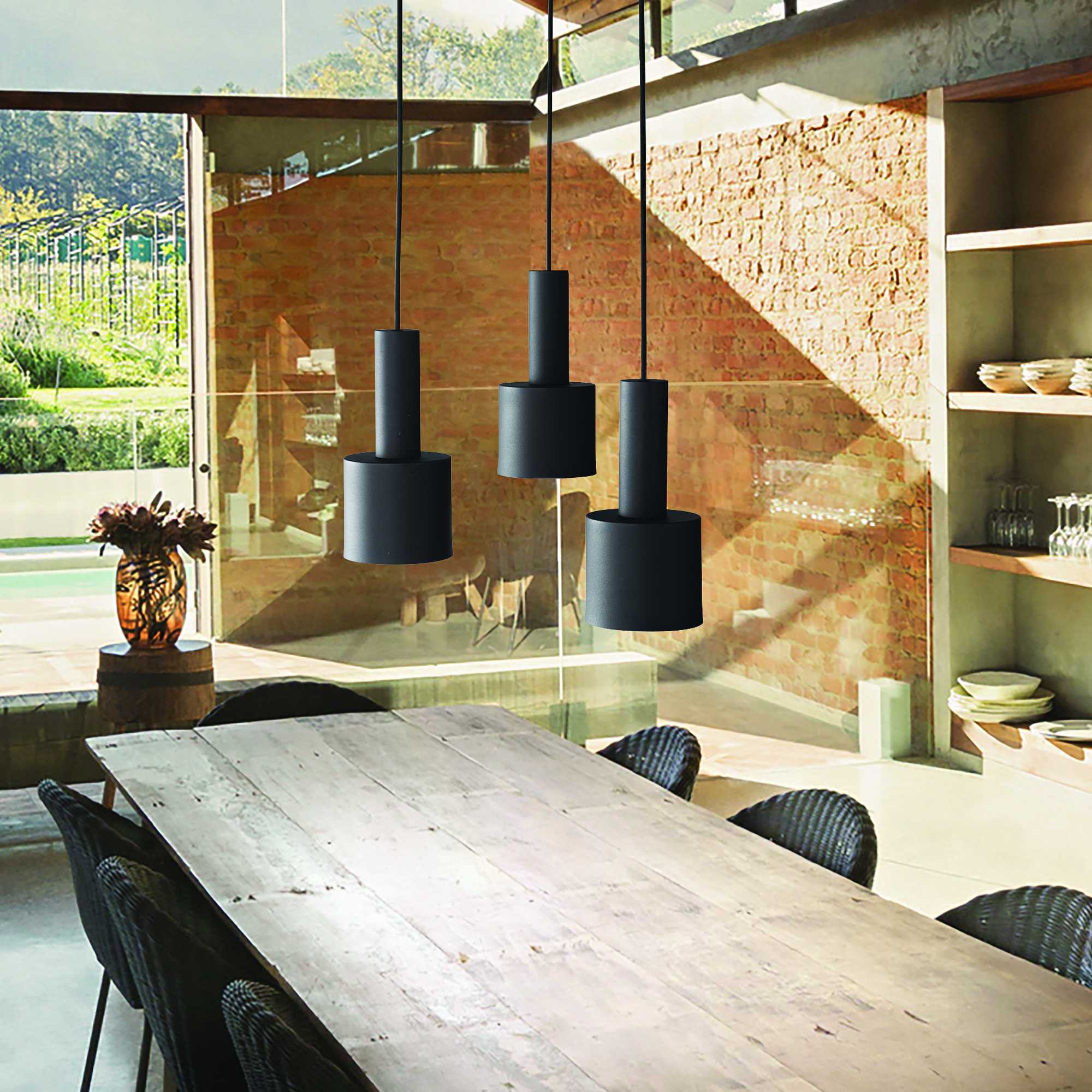 Holly Single Pendant Light - White/Black/Brass Finish - Image 4
