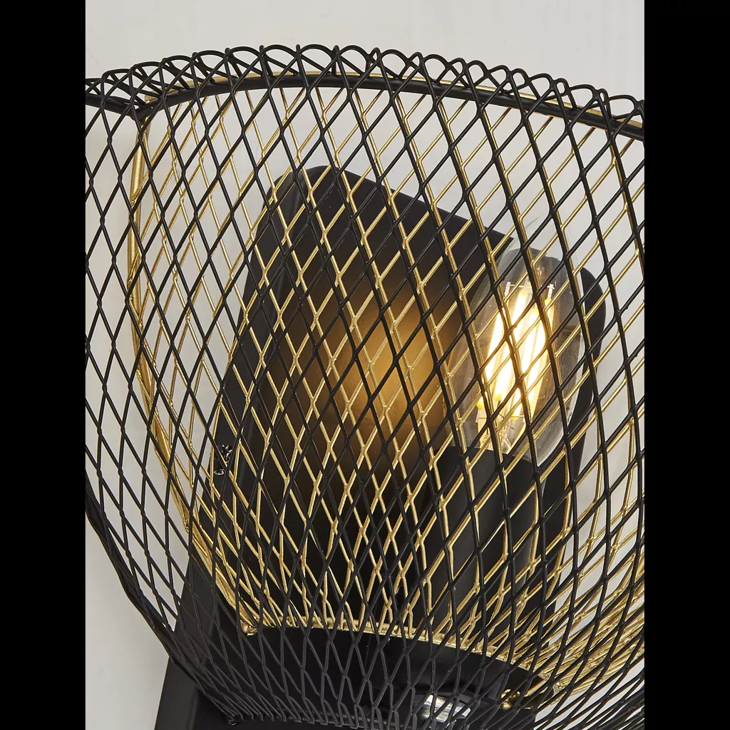 Honeycomb Wall Light - Black Metal & Gold Mesh - Image 4