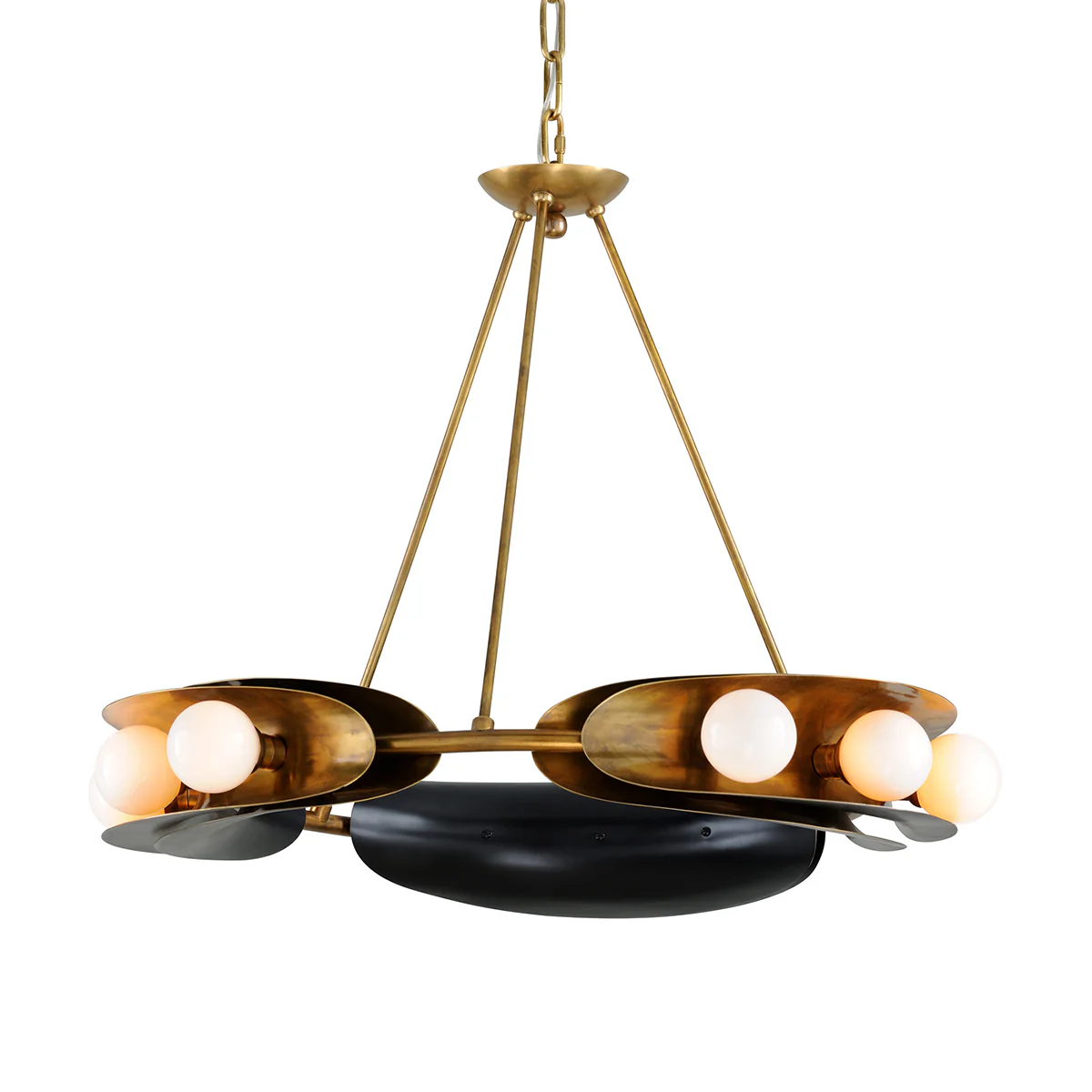 Hopper 9/12Lt Chandelier - Brass & Black - Image 2
