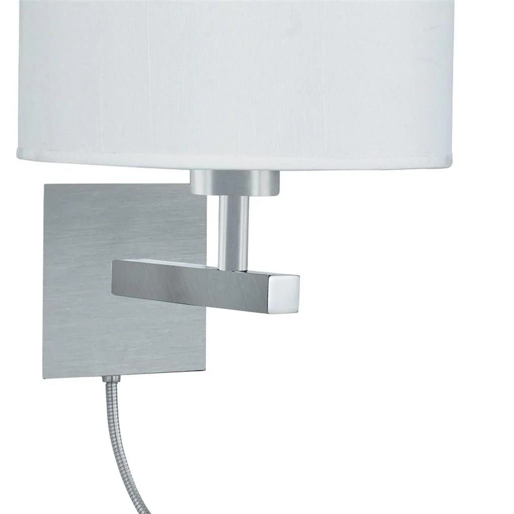 Hotel Dual Arm Reading Light - Satin Silver  & Fabric Shade E27 - Image 2