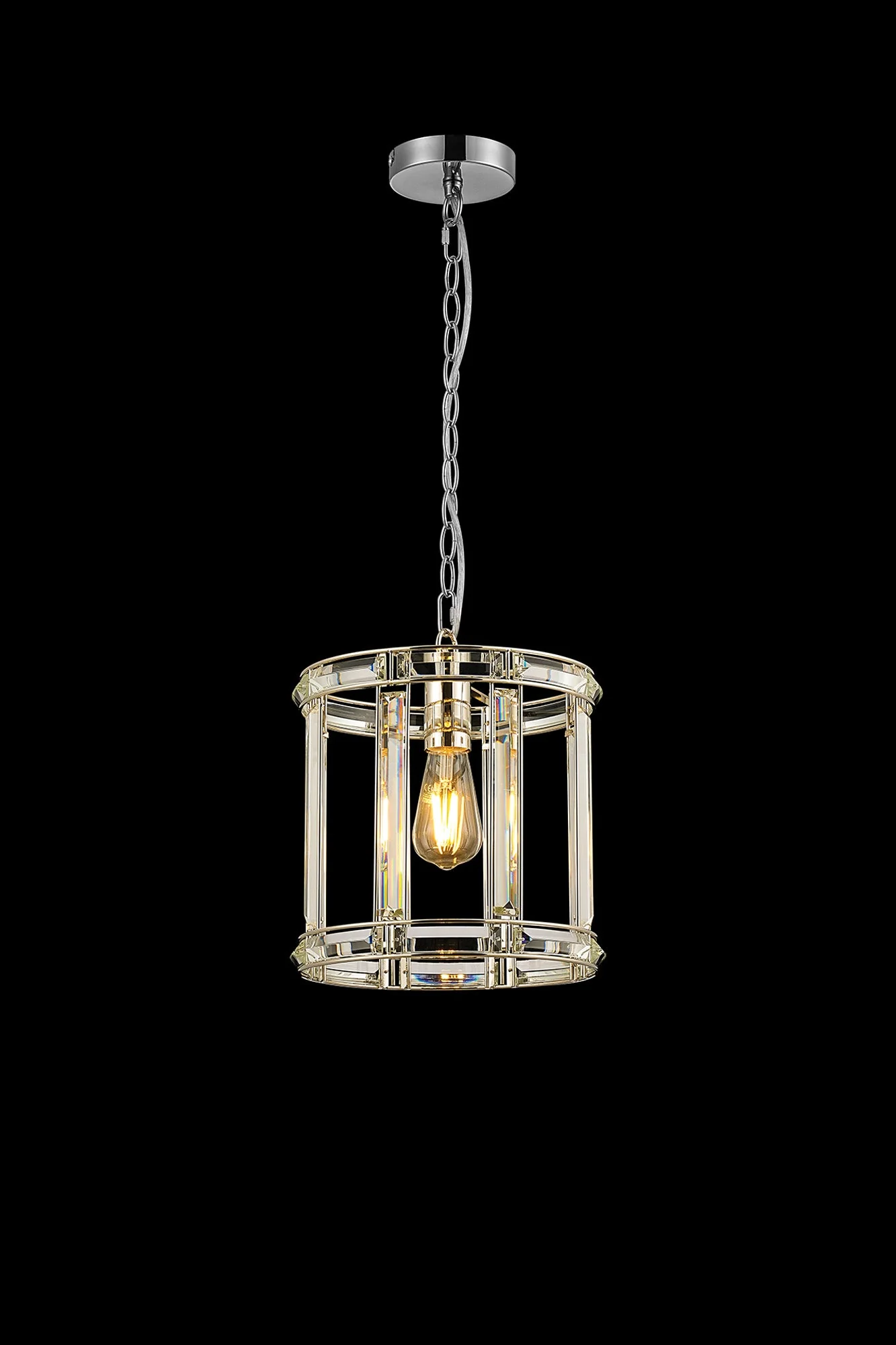 Hound Round Drum Pendant Light/Semi Flush Ceiling Light, 1 Light E27, Polished Nickel - Image 2