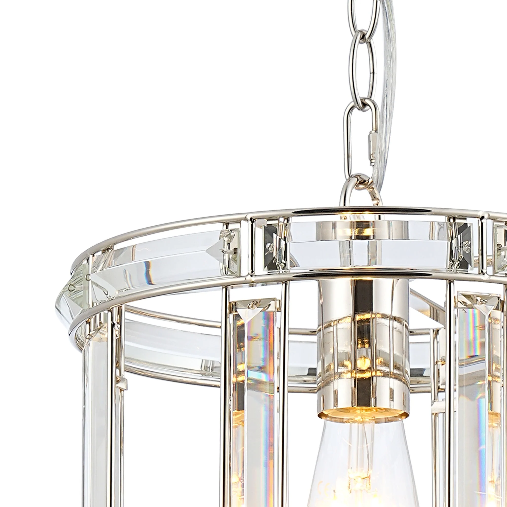 Hound Round Drum Pendant Light/Semi Flush Ceiling Light, 1 Light E27, Polished Nickel - Image 4