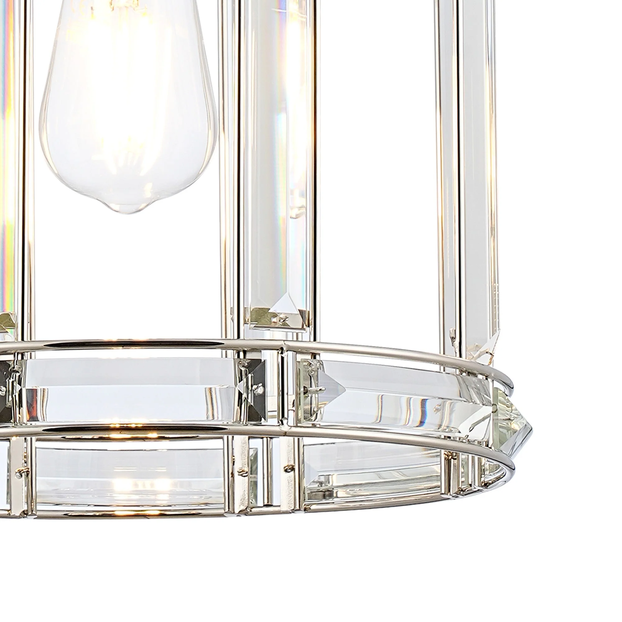 Hound Round Drum Pendant Light/Semi Flush Ceiling Light, 1 Light E27, Polished Nickel - Image 5