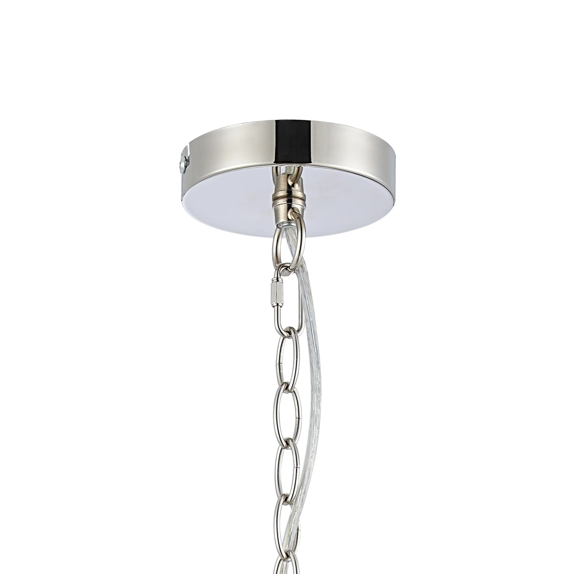 Hound Round Drum Pendant Light/Semi Flush Ceiling Light, 1 Light E27, Polished Nickel - Image 6