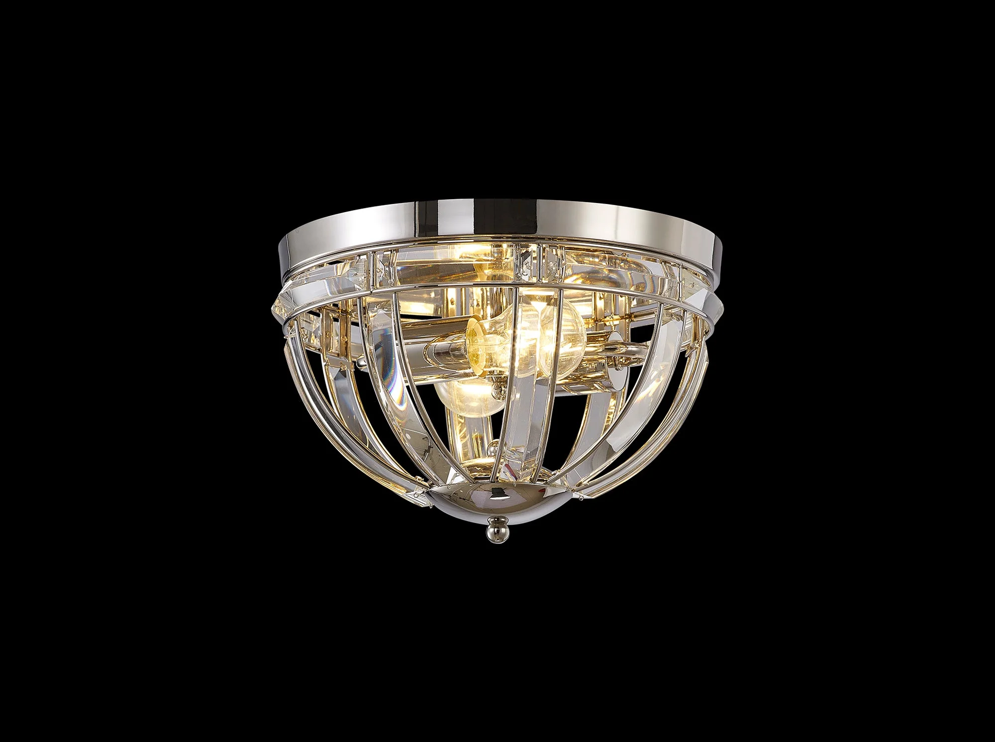 Hound Round Indoor Flush Ceiling Light, 2/3*E27, Polished Nickel - Image 3