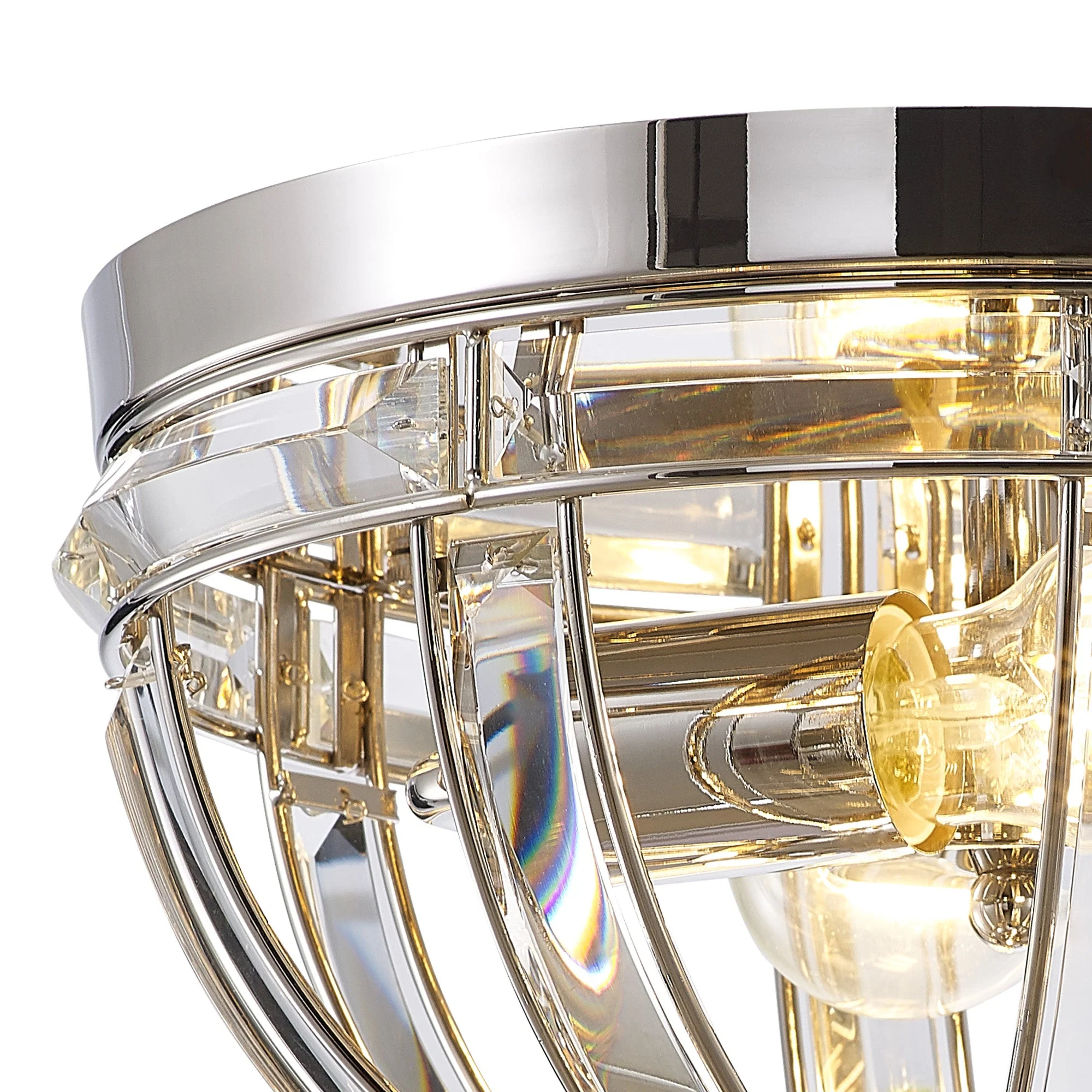 Hound Round Indoor Flush Ceiling Light, 2/3*E27, Polished Nickel - Image 4