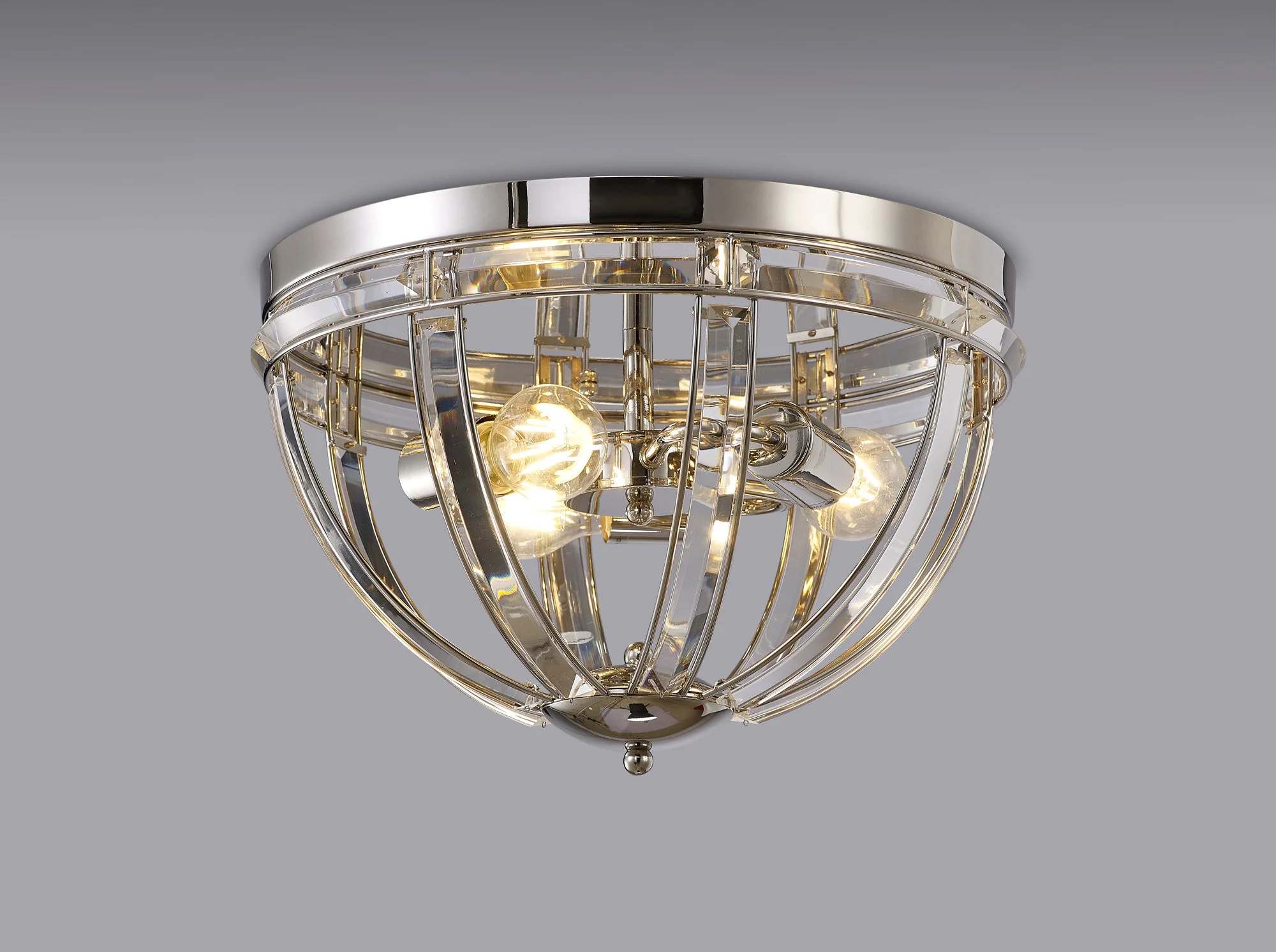 Hound Round Indoor Flush Ceiling Light, 2/3*E27, Polished Nickel - Image 6