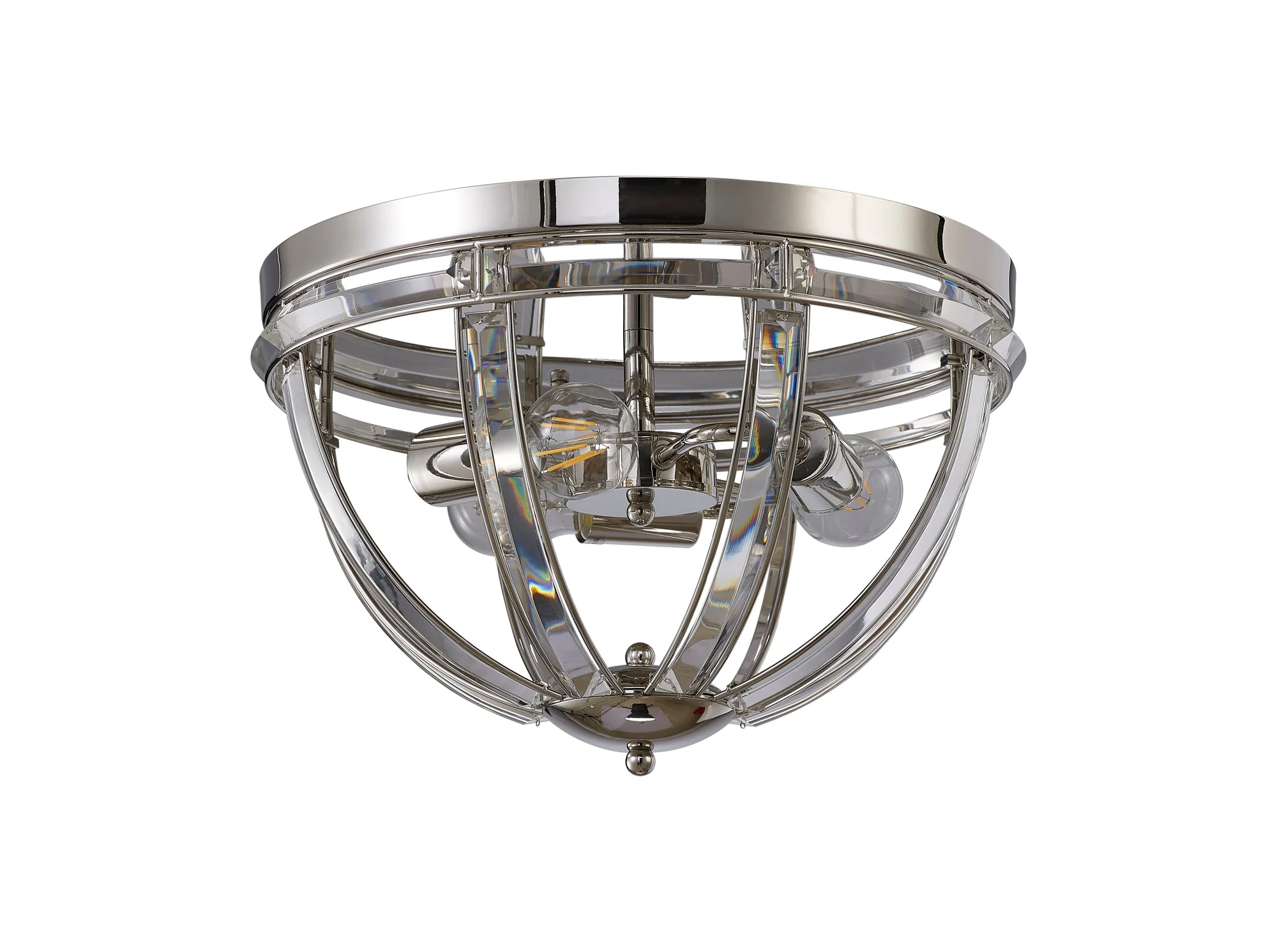 Hound Round Indoor Flush Ceiling Light, 2/3*E27, Polished Nickel - Image 9