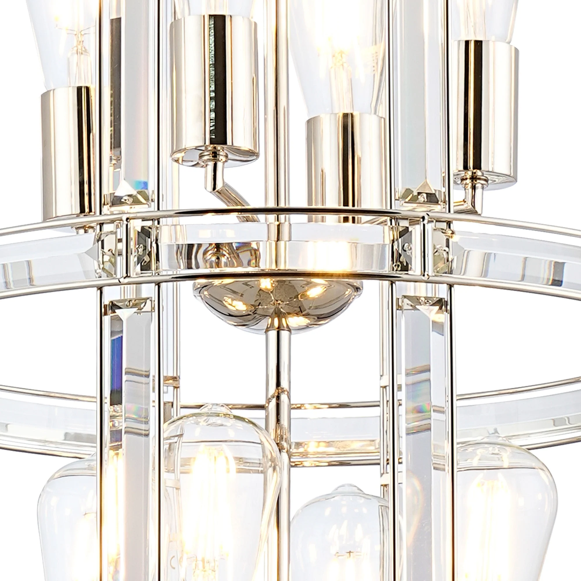 Hound Small/Medium Round Column Centre Ceiling Light, 6 Light, Polished Nickel - Image 10