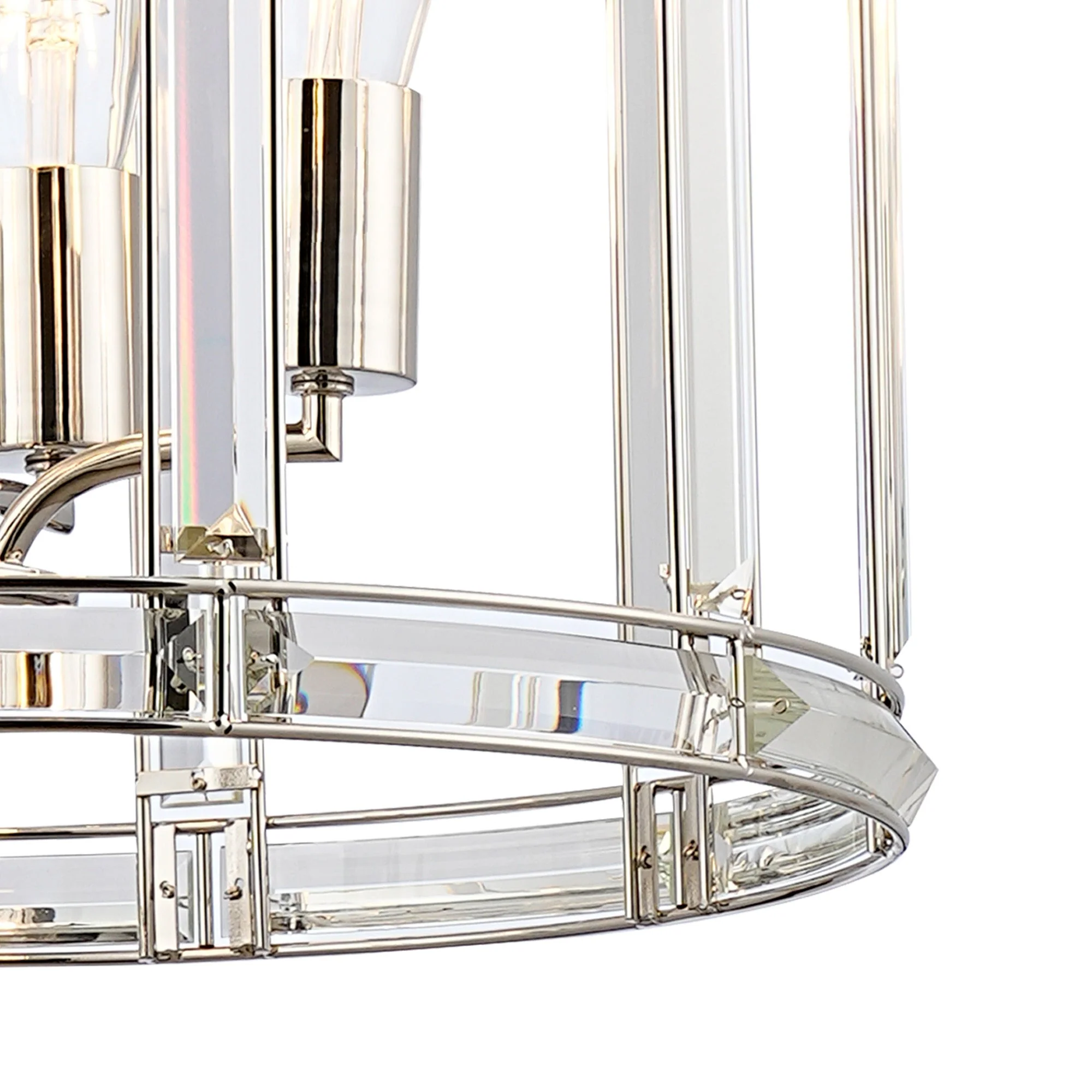 Hound Small/Medium Round Column Centre Ceiling Light, 6 Light, Polished Nickel - Image 11