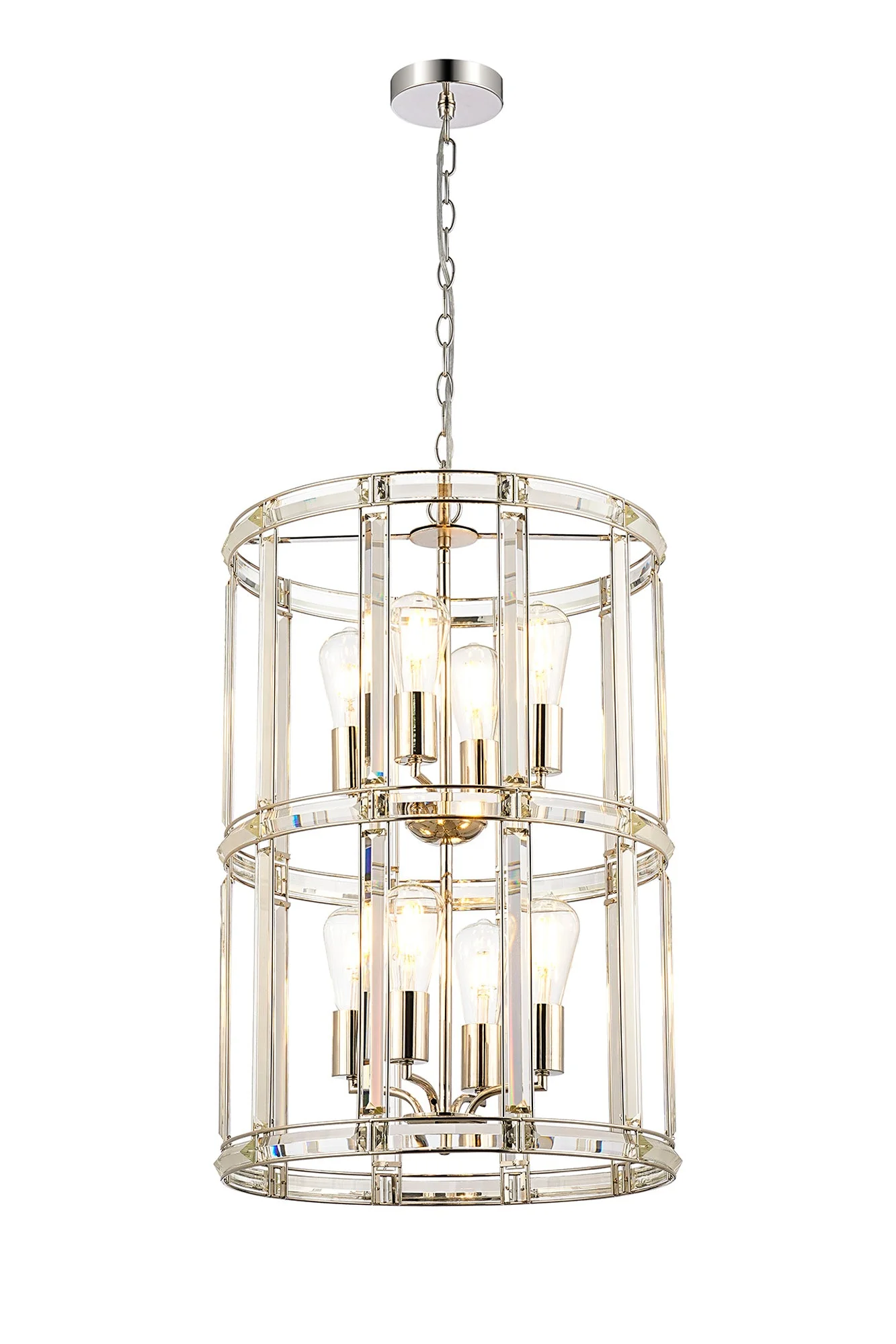 Hound Small/Medium Round Column Centre Ceiling Light, 6 Light, Polished Nickel - Image 13
