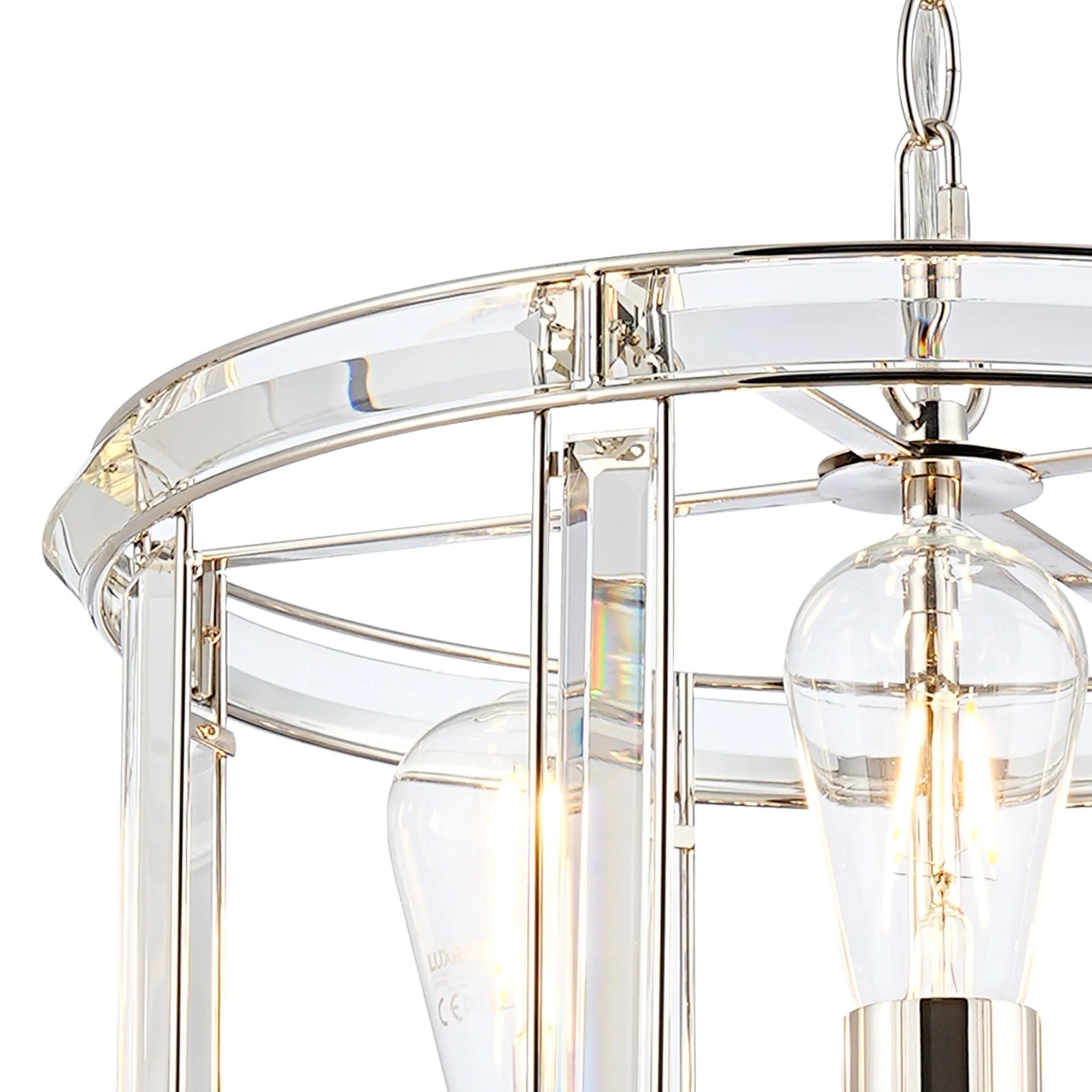 Hound Small/Medium Round Column Centre Ceiling Light, 6 Light, Polished Nickel - Image 4