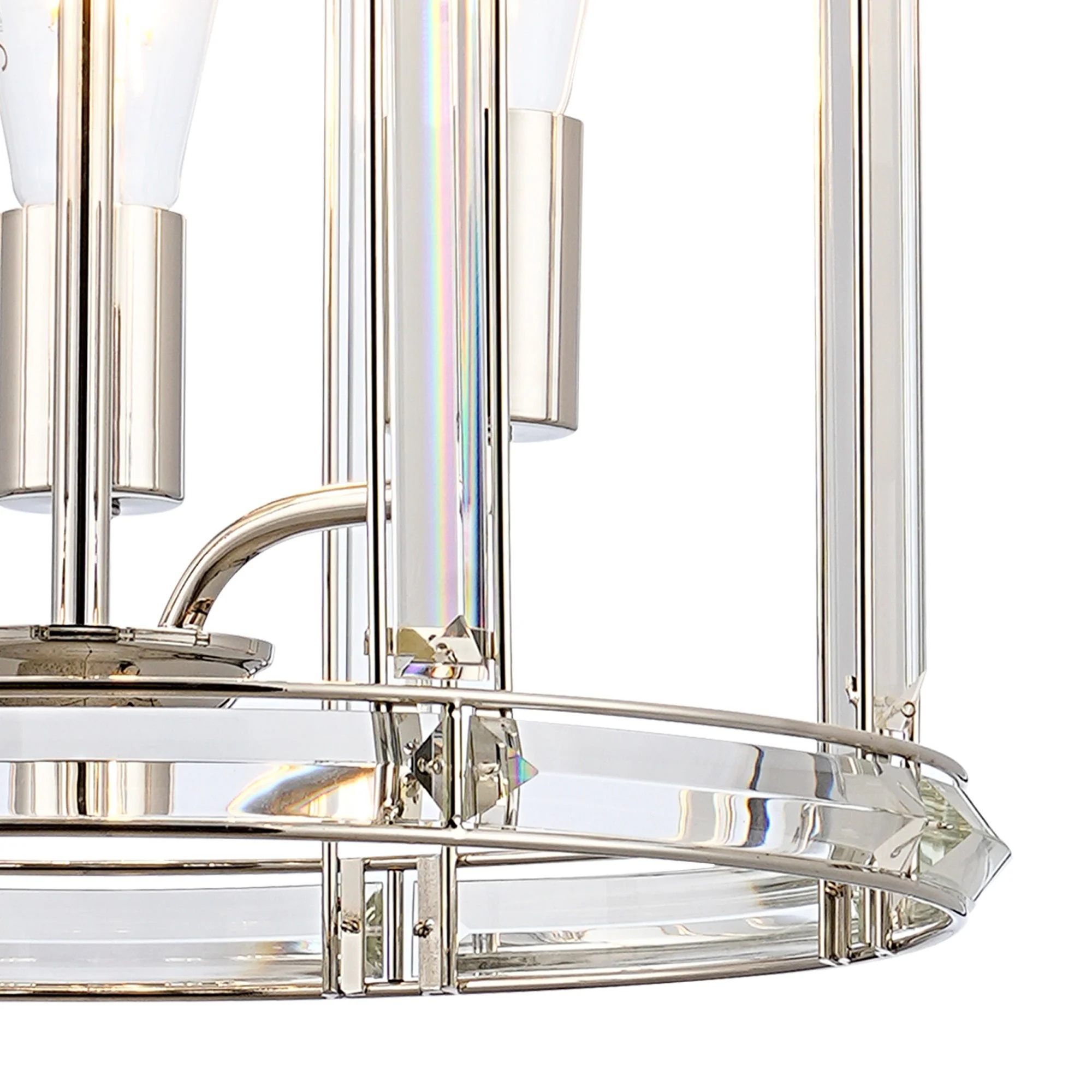 Hound Small/Medium Round Column Centre Ceiling Light, 6 Light, Polished Nickel - Image 5