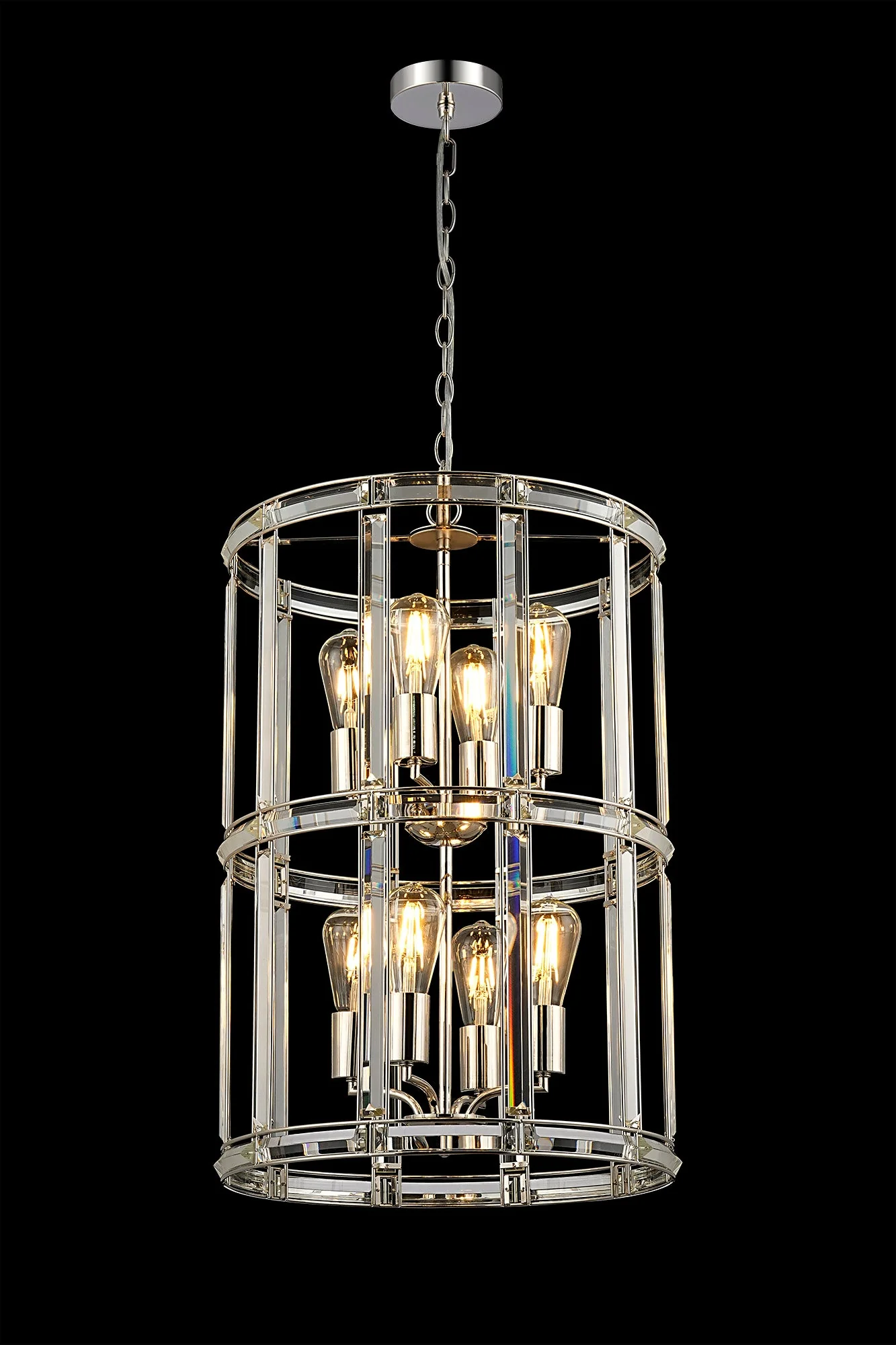 Hound Small/Medium Round Column Centre Ceiling Light, 6 Light, Polished Nickel - Image 6