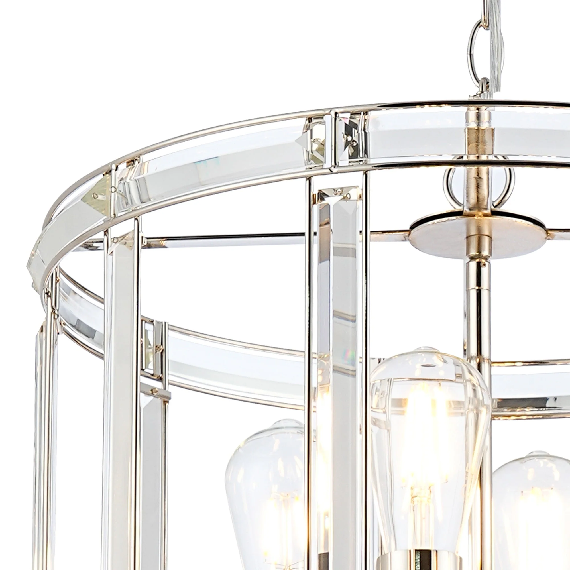 Hound Small/Medium Round Column Centre Ceiling Light, 6 Light, Polished Nickel - Image 9