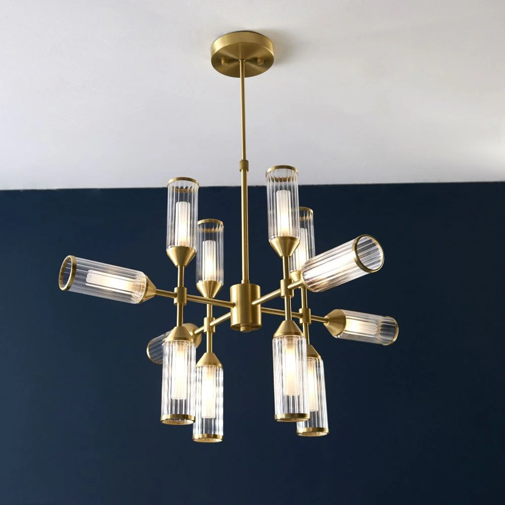Hourglass 13Lt / 12Lt Pendant - Satin Brass - Image 11