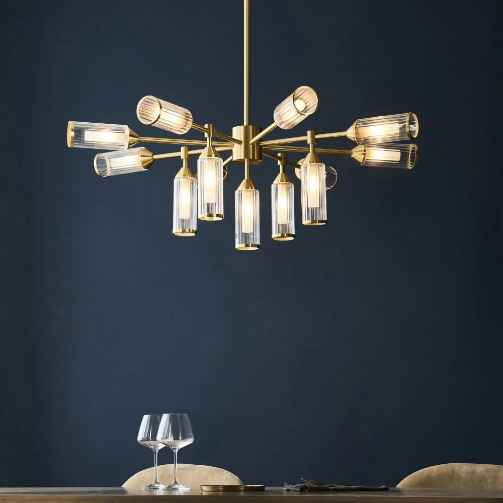 Hourglass 13Lt / 12Lt Pendant - Satin Brass - Image 5