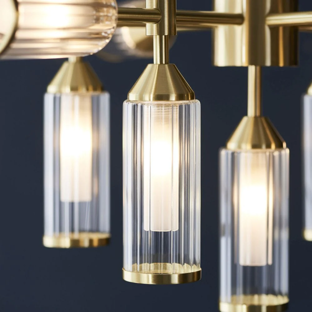 Hourglass 13Lt / 12Lt Pendant - Satin Brass - Image 8