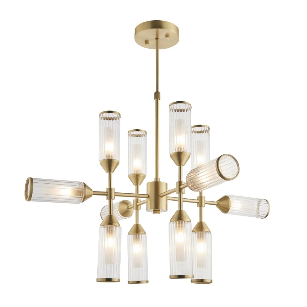 Hourglass 13Lt / 12Lt Pendant - Satin Brass - Image 9