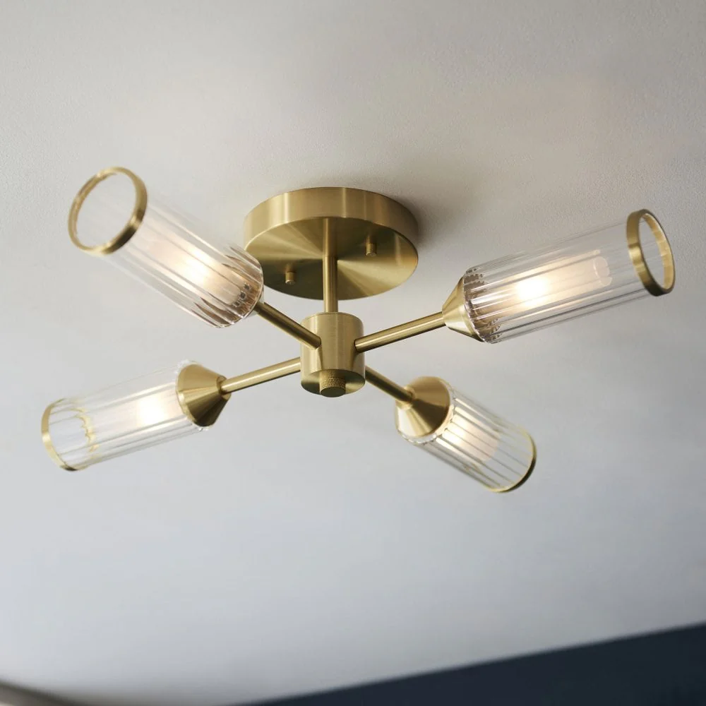 Hourglass 6/4Lt Semi Flush - Satin Brass - Image 10