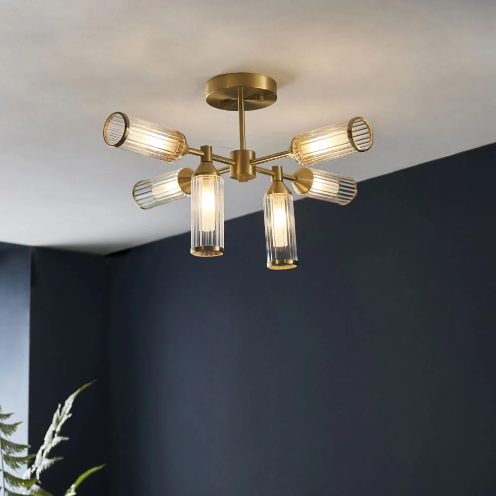 Hourglass 6/4Lt Semi Flush - Satin Brass - Image 4