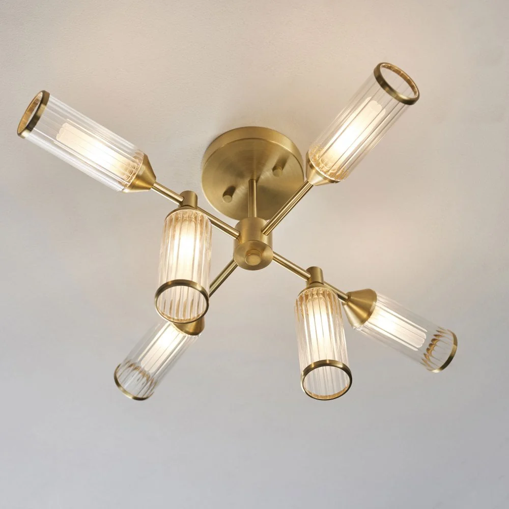 Hourglass 6/4Lt Semi Flush - Satin Brass - Image 5