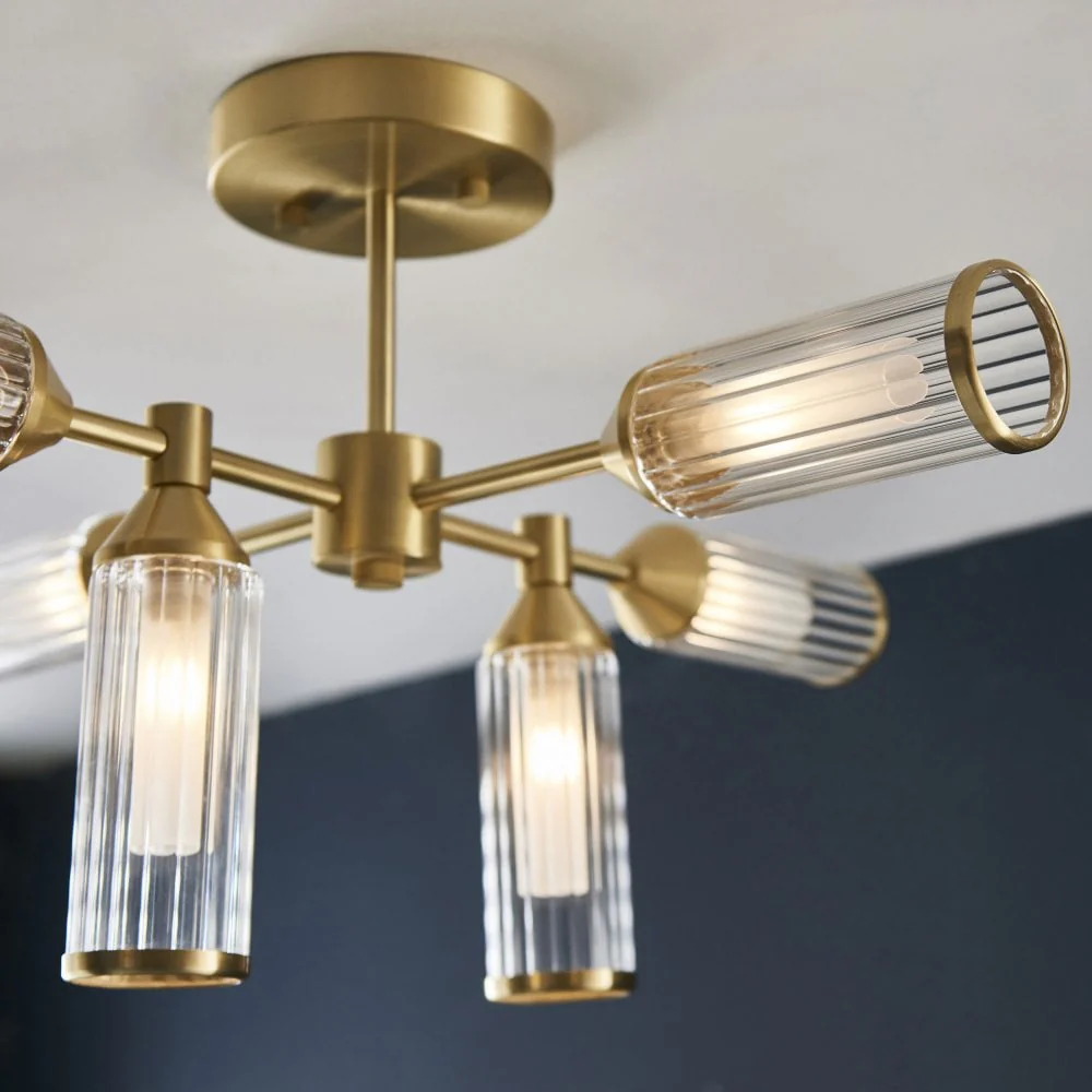 Hourglass 6/4Lt Semi Flush - Satin Brass - Image 6