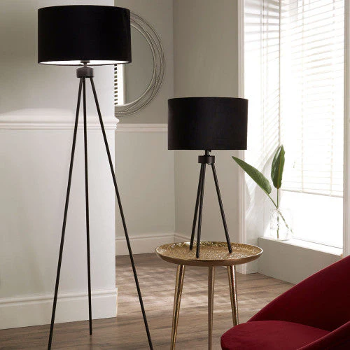 Houston Matt Black Metal Tripod Floor Lamp - Image 2