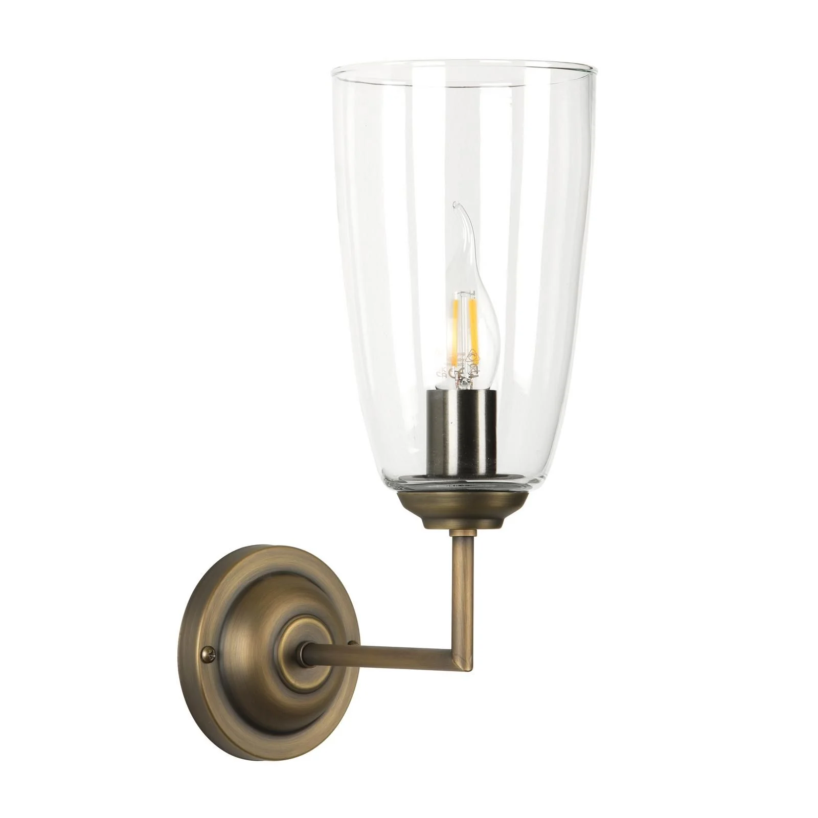 Houston Wall Light- Antique Brass and Glass - Image 2