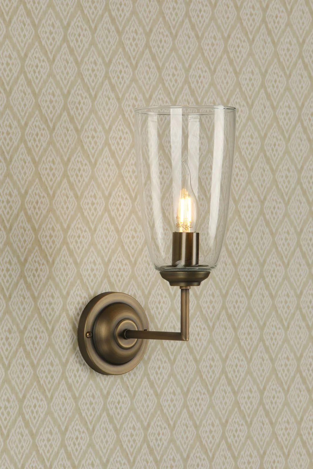Houston Wall Light- Antique Brass and Glass - Image 3