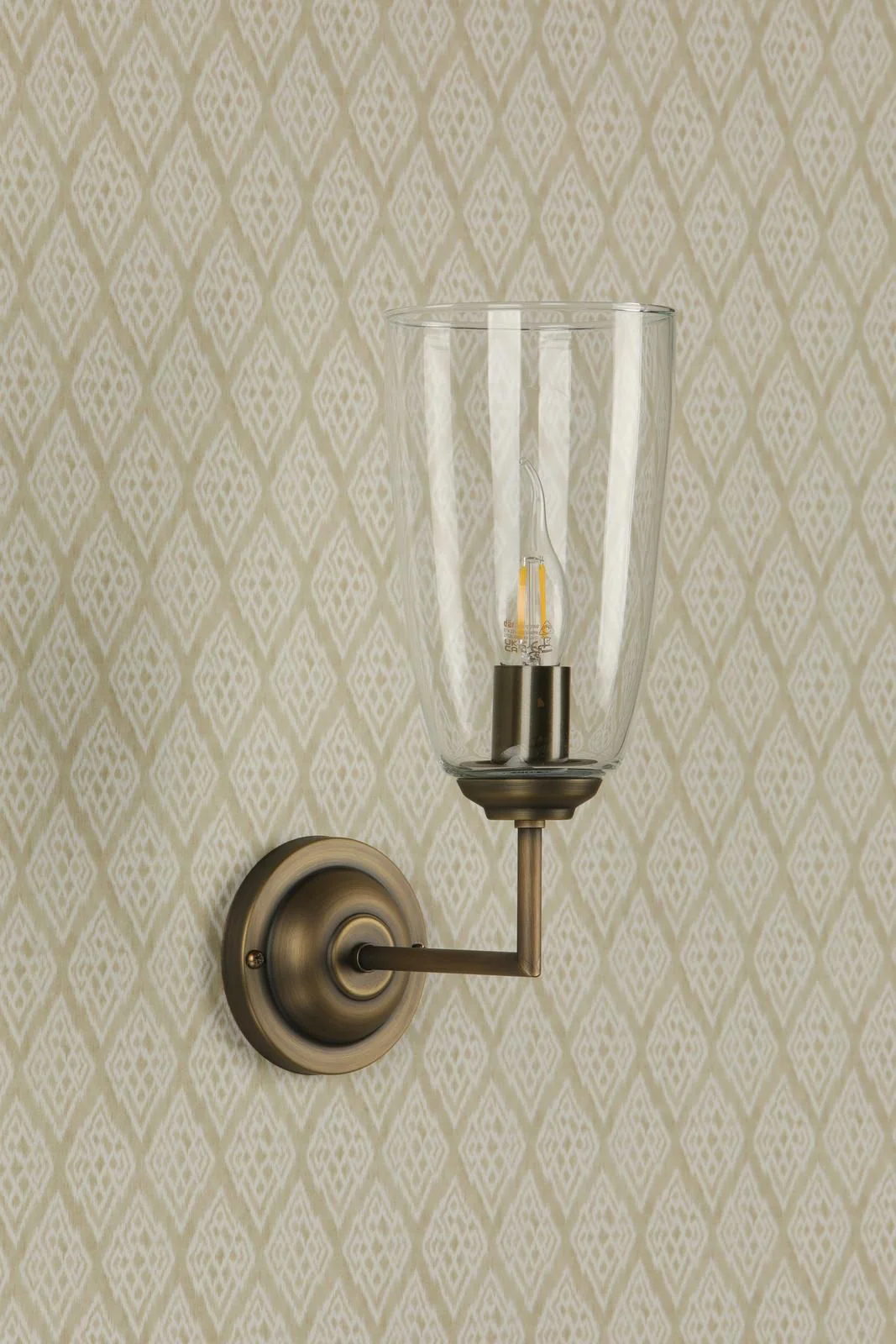 Houston Wall Light- Antique Brass and Glass - Image 4