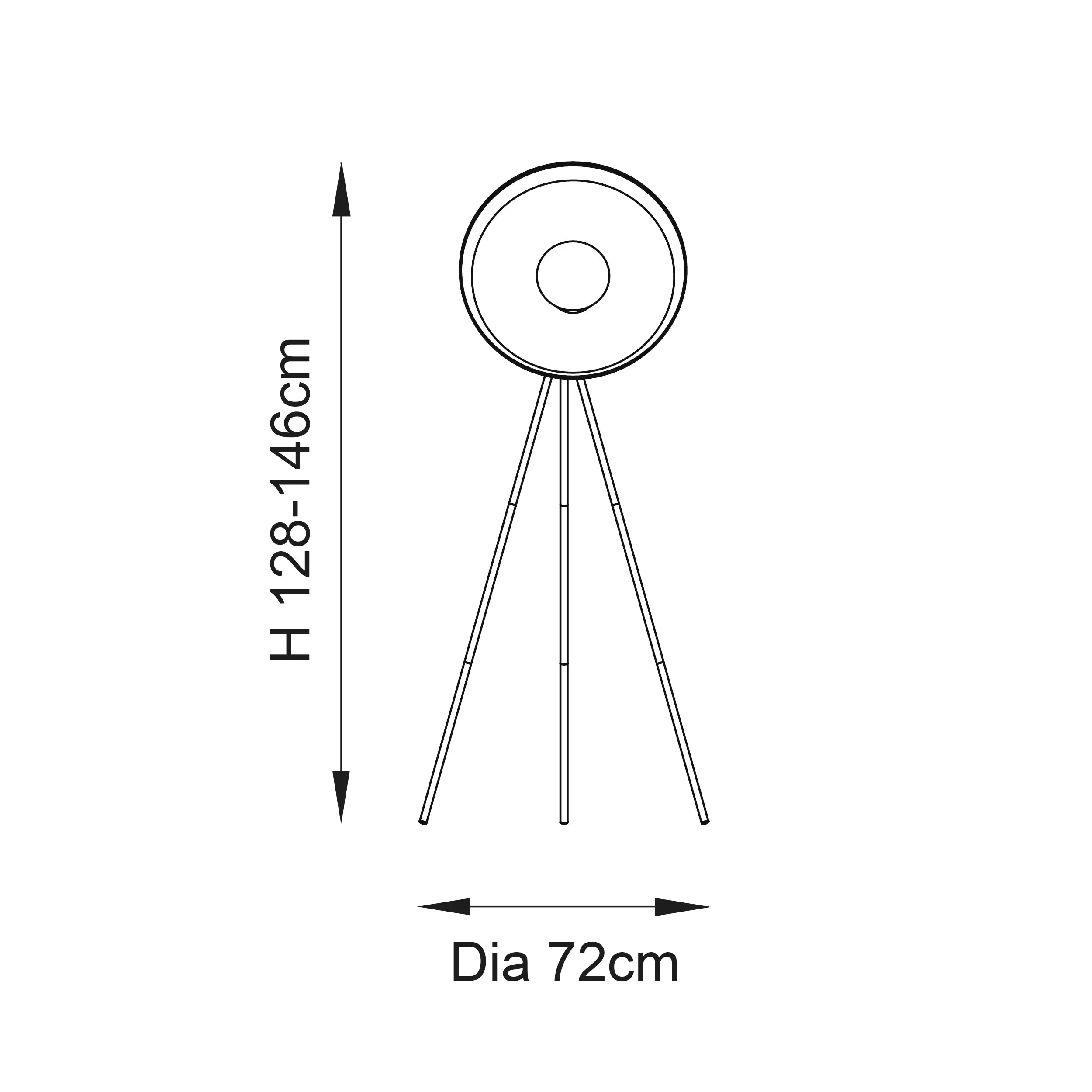 Hubble 1Lt Tripod Floor Lamp - Brass/Black - Image 4