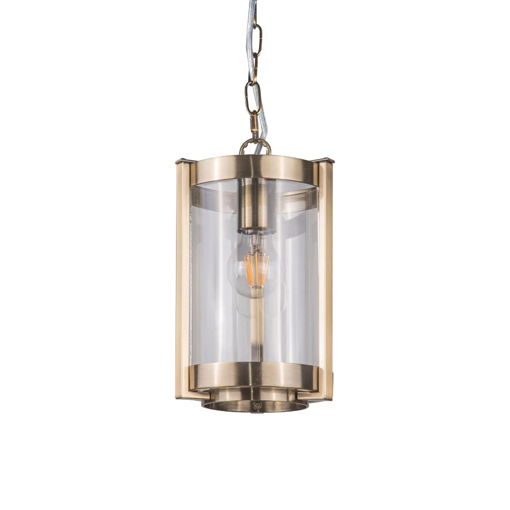 Hudson Single Pendant Light - Antique Brass/ Satin Chrome - Image 3