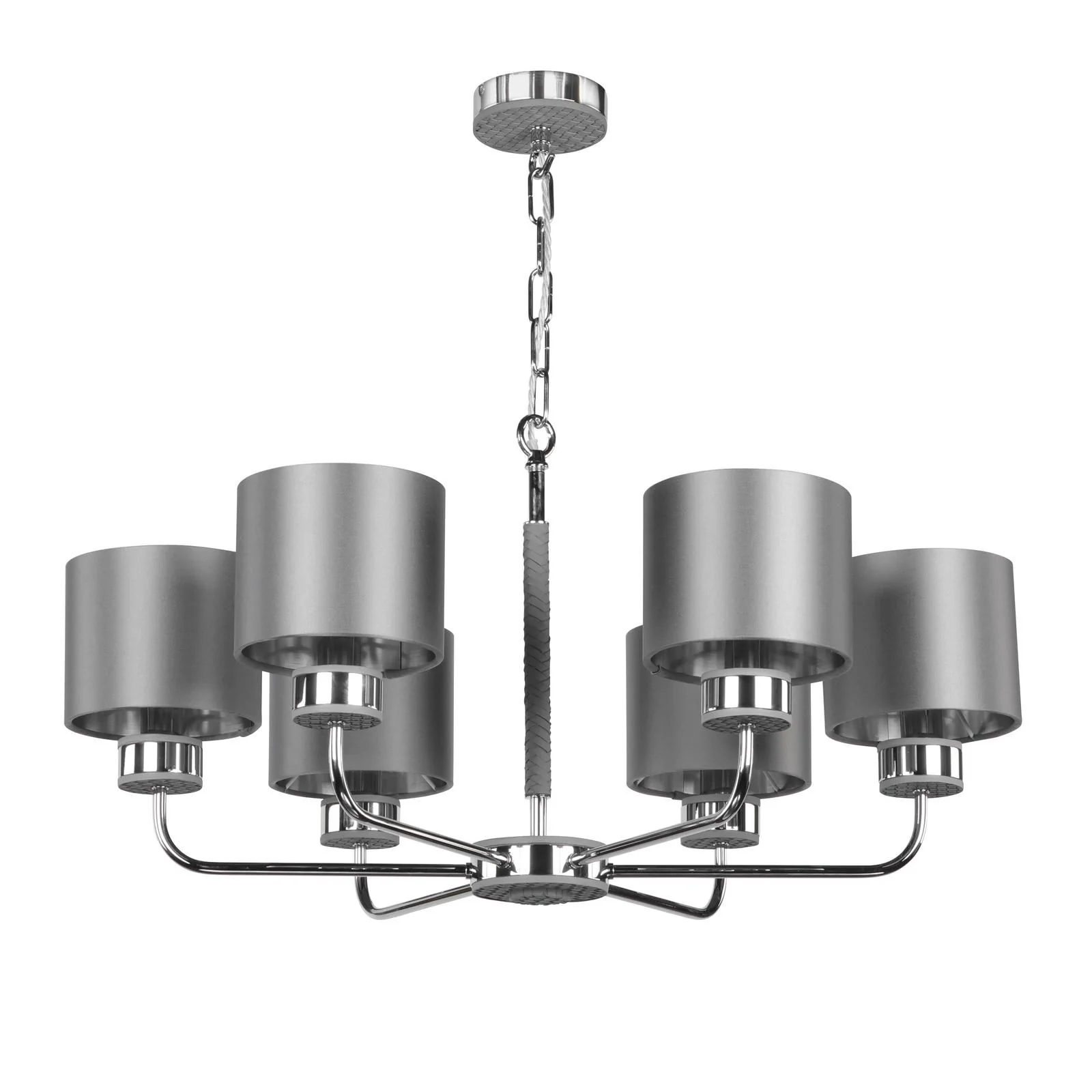 Hunter 6 Light Chandelier- Polished Chrome With Bespoke Shades - Image 3