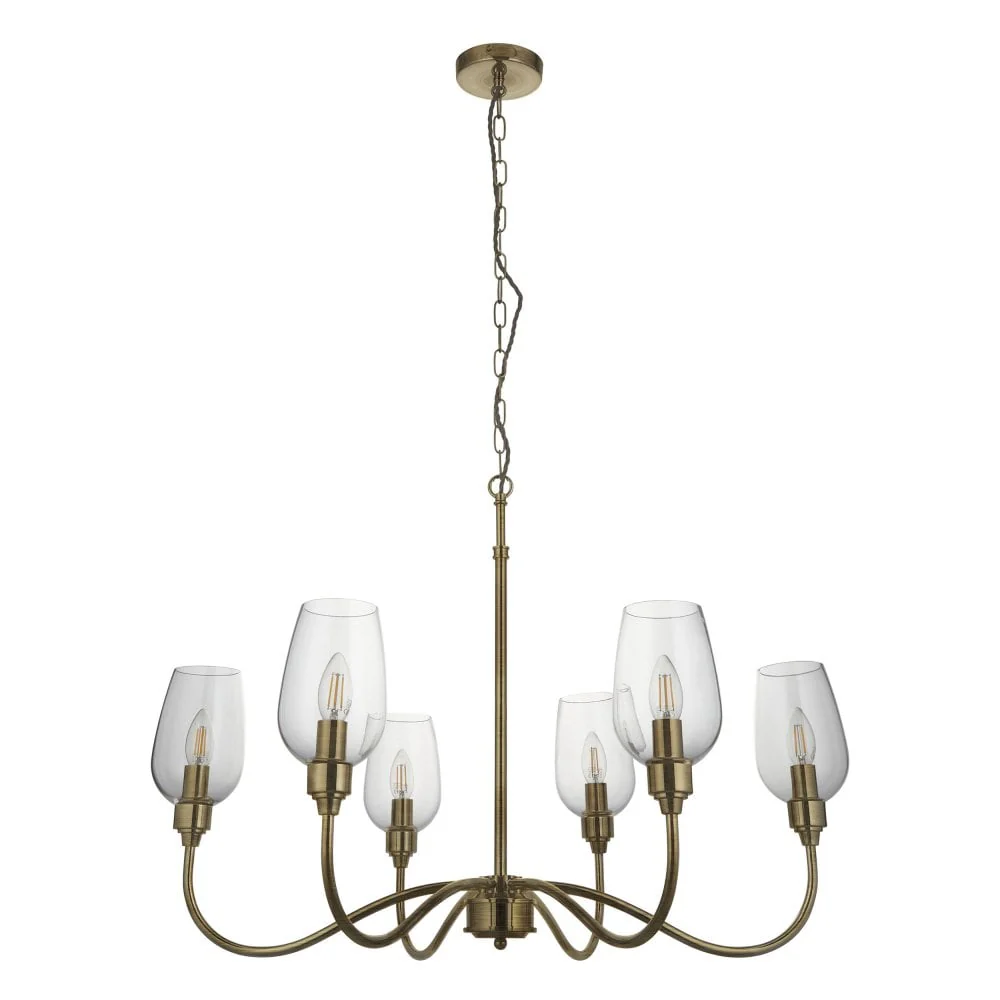 Hunter 6Lt Chandelier - Antique Brass / Bright Nickel - Image 2