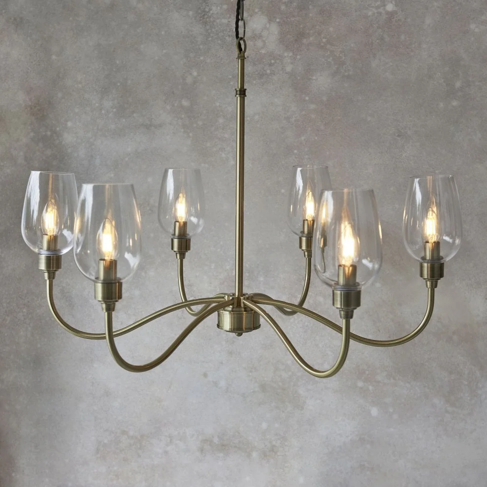 Hunter 6Lt Chandelier - Antique Brass / Bright Nickel - Image 3