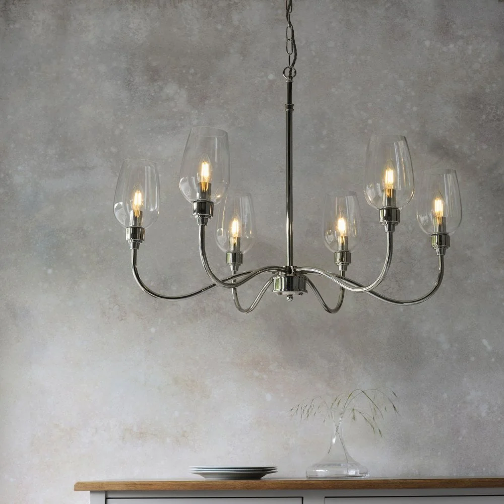 Hunter 6Lt Chandelier - Antique Brass / Bright Nickel - Image 4