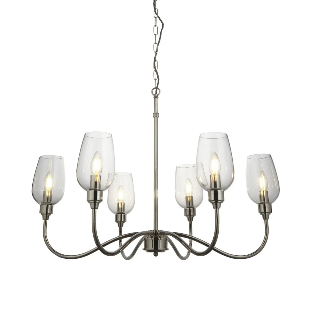 Hunter 6Lt Chandelier - Antique Brass / Bright Nickel - Image 5