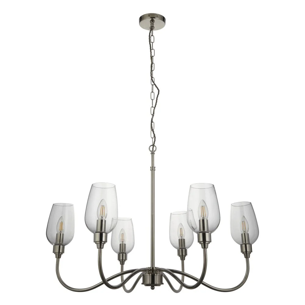 Hunter 6Lt Chandelier - Antique Brass / Bright Nickel - Image 6