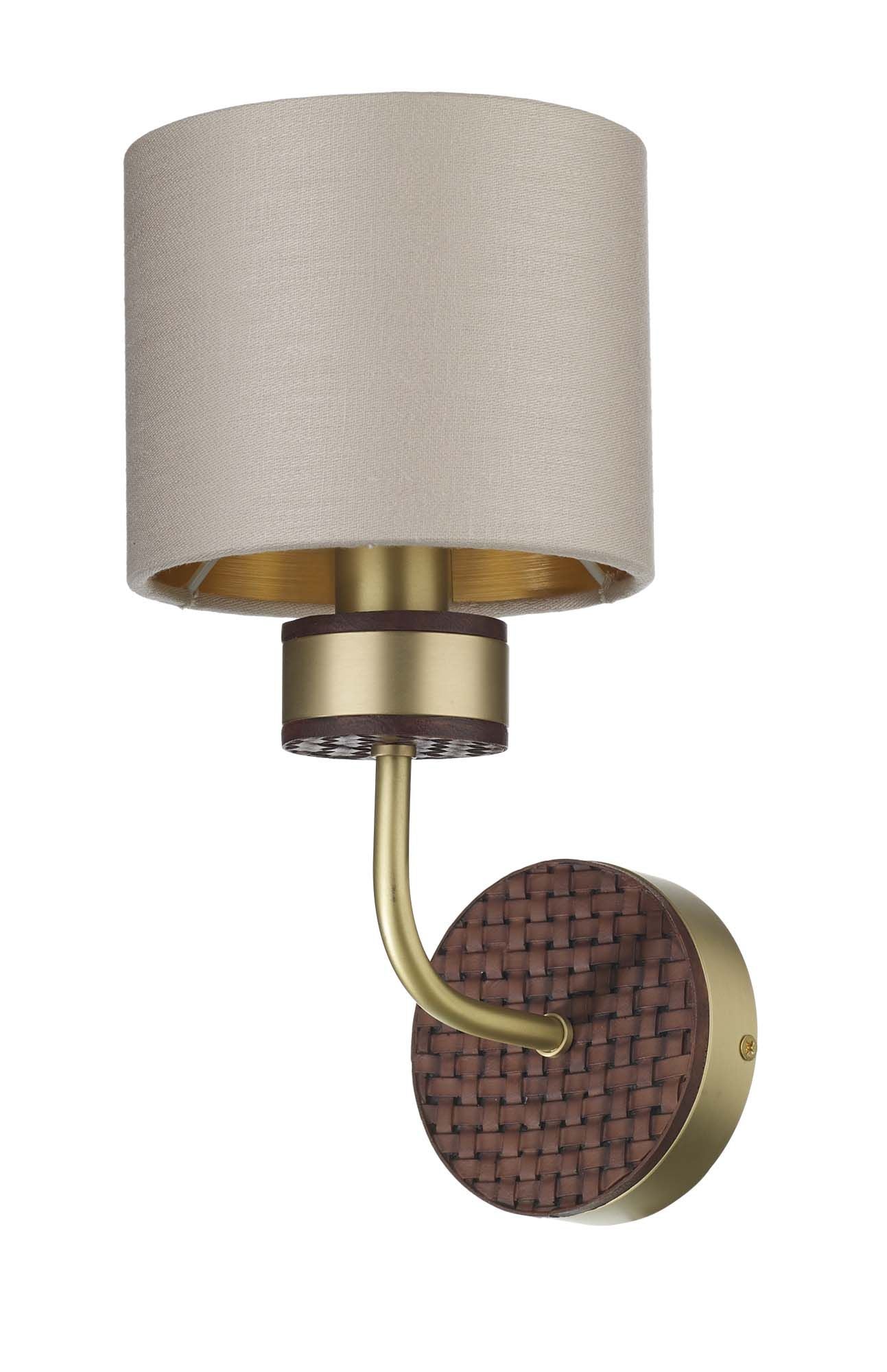 Hunter Single/Double Wall Light in Butter Brass with Leather Effect - Image 2