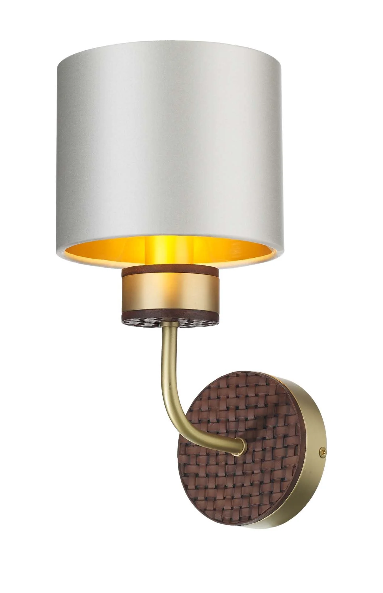 Hunter Single/Double Wall Light in Butter Brass with Leather Effect - Image 3