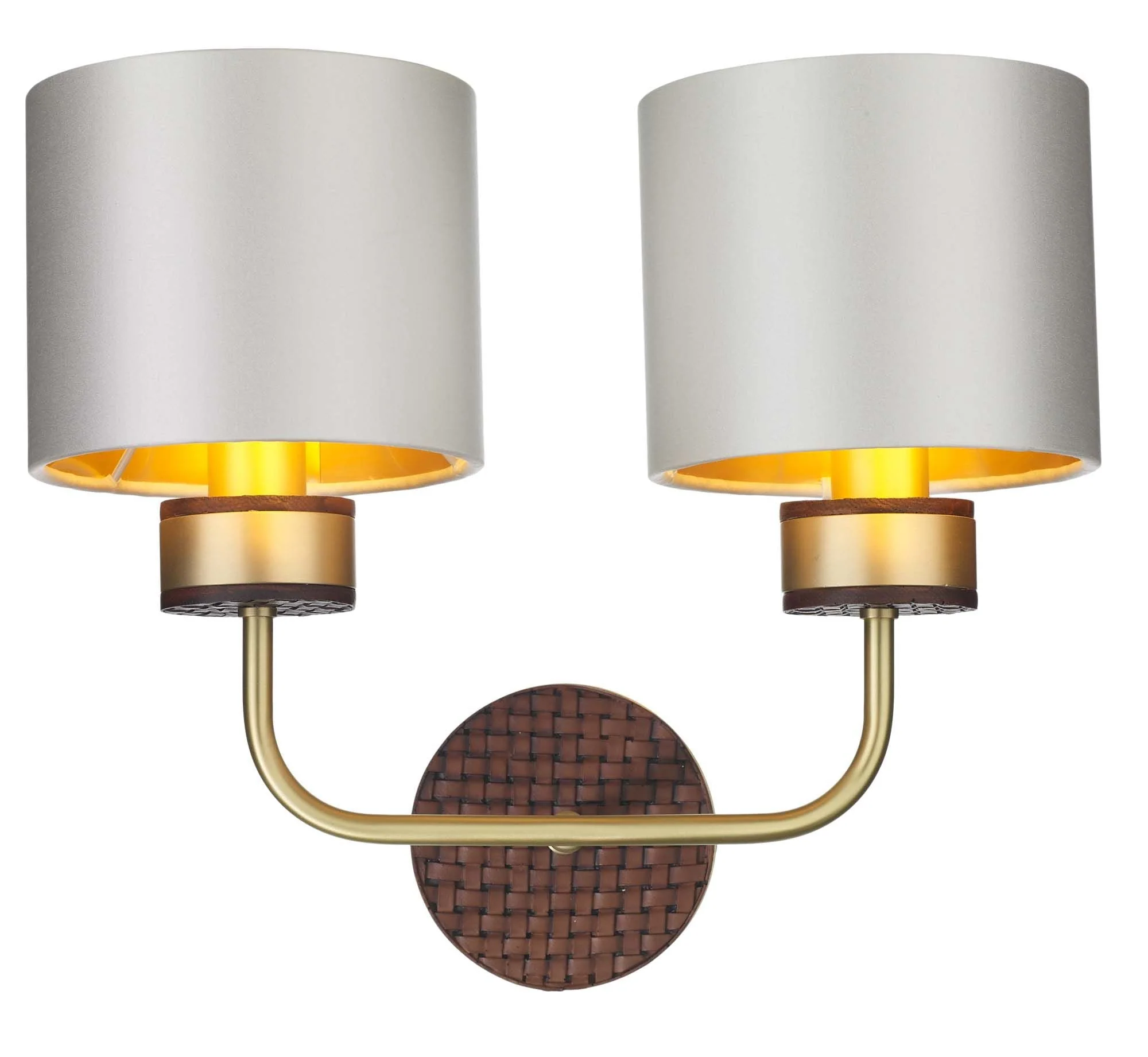 Hunter Single/Double Wall Light in Butter Brass with Leather Effect - Image 7